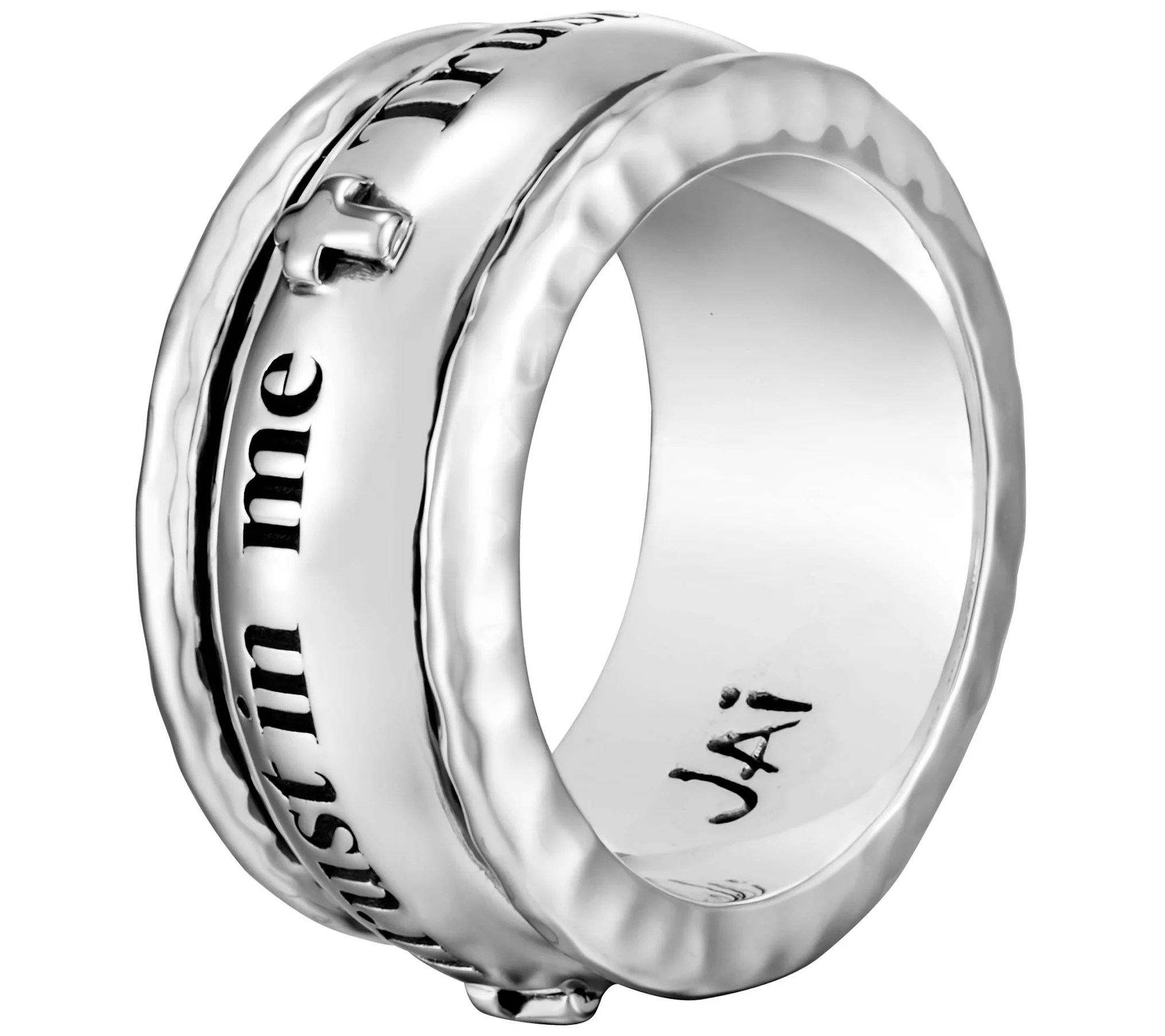 JAI Sterling Silver Inspirational Spinner Band Ring