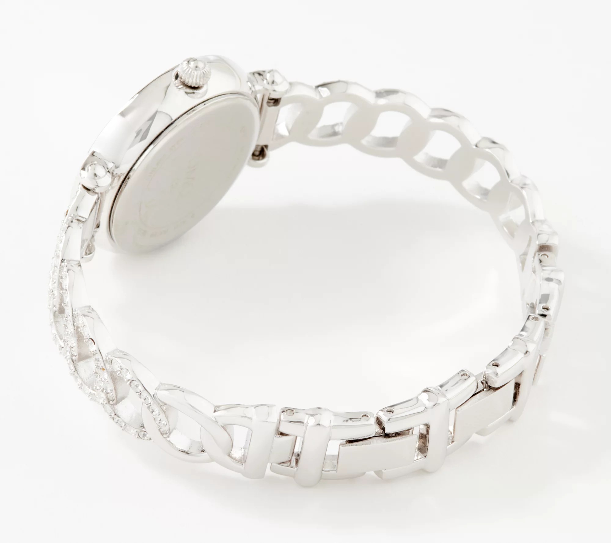"As Is" Diamonique Pave Chain Link Watch, Stainless Steel
