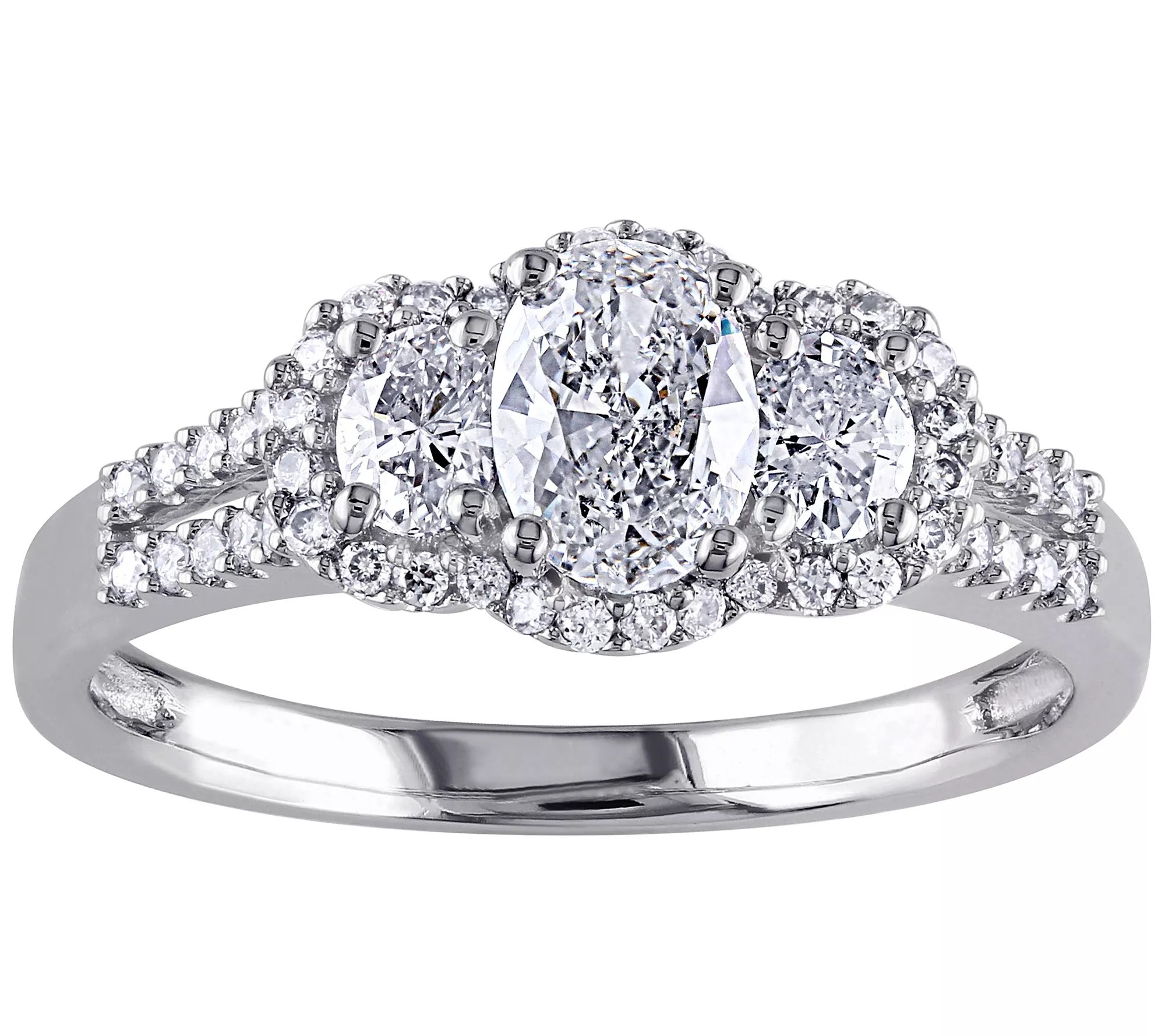 Affinity 9/10 cttw Oval & Round Diamond Ring, 14K White Gold