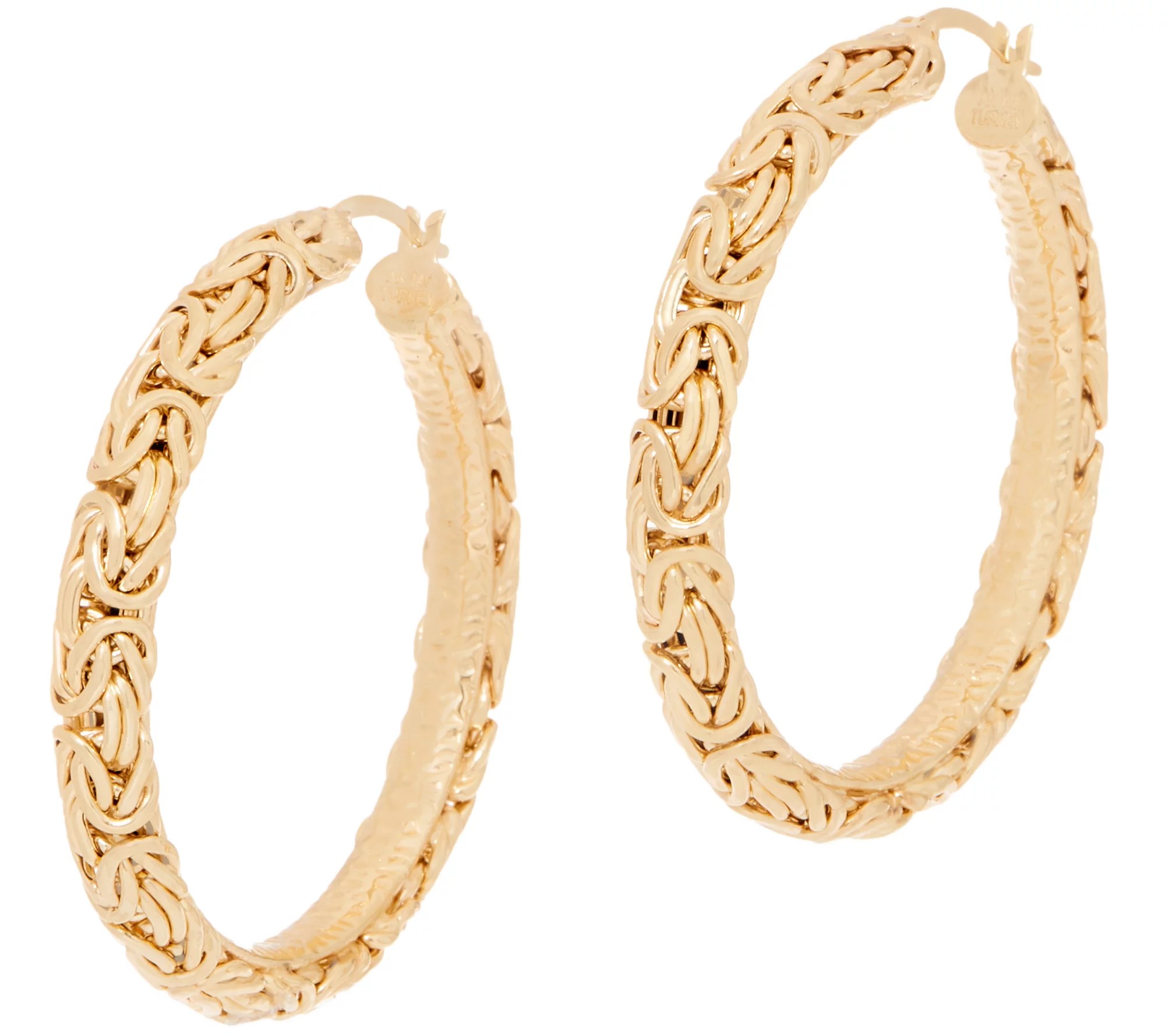"As Is" 14K Gold 2" Bold Byzantine Hoop Earrings