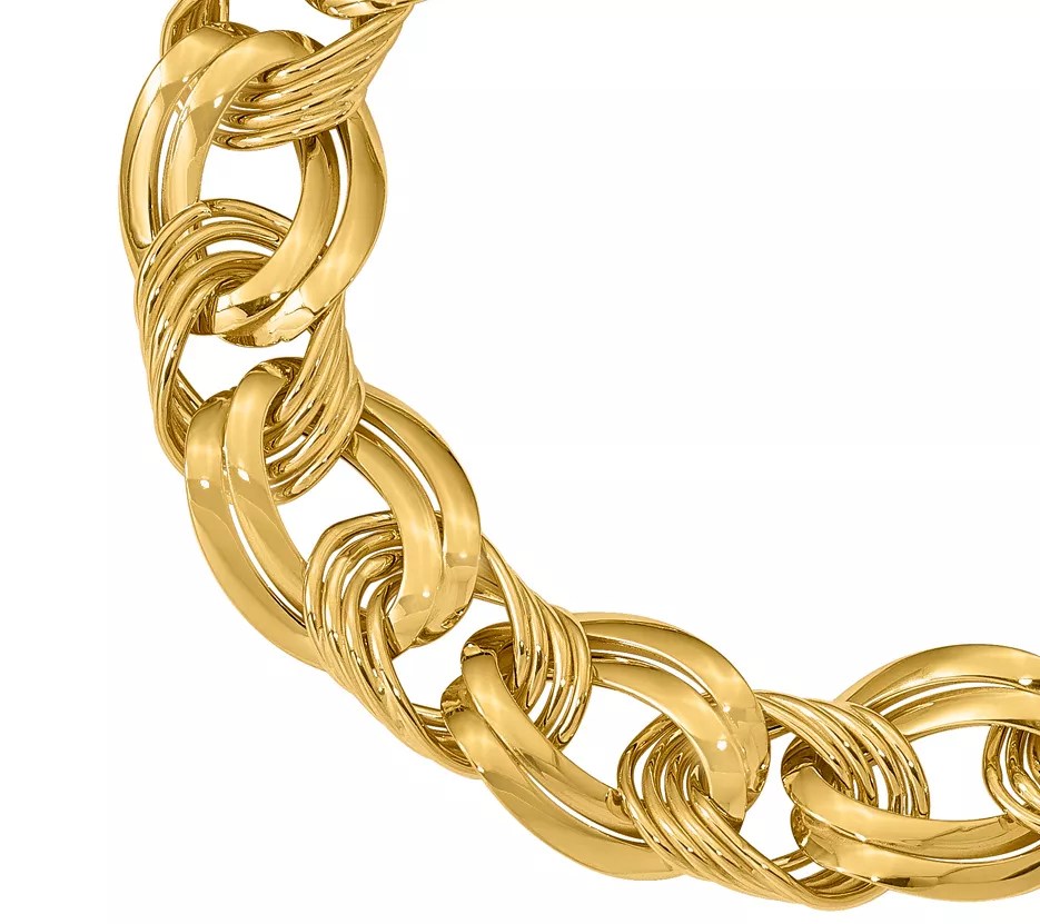 Italian Gold Bold Link Bracelet 14K, 8.7g