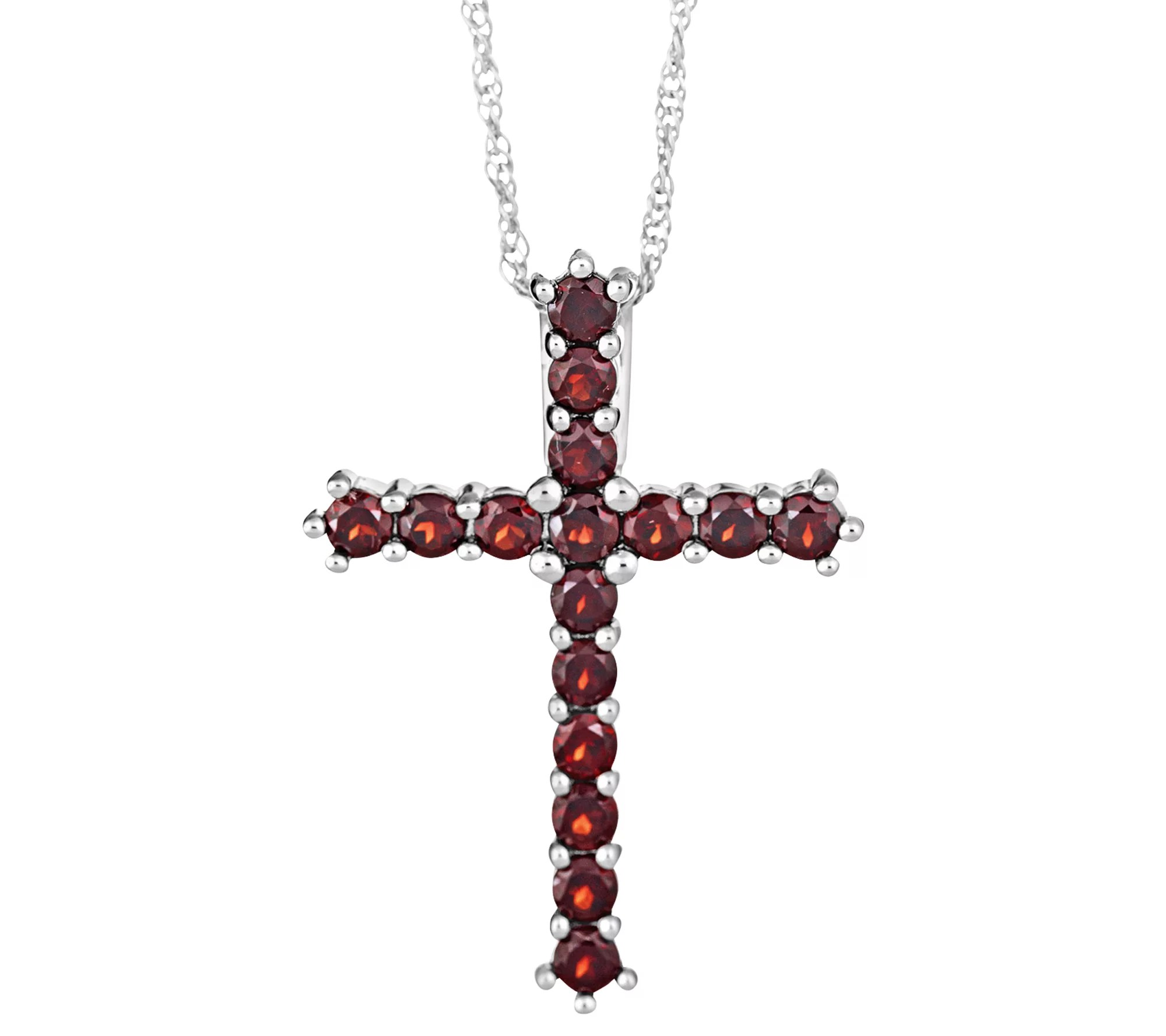 Sterling Gemstone Cross Pendant with 18" Chain