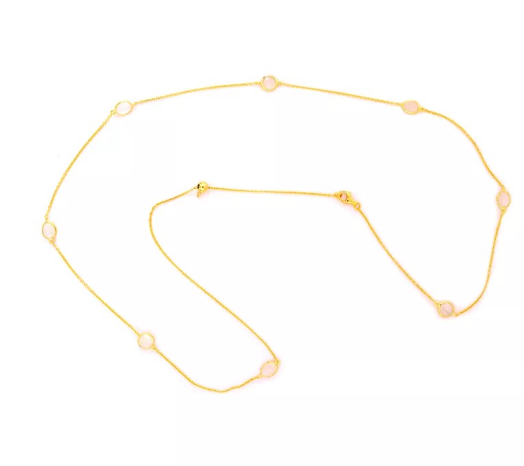 Affinity Gems Moonstone Station Necklace, 14K Gold Plated