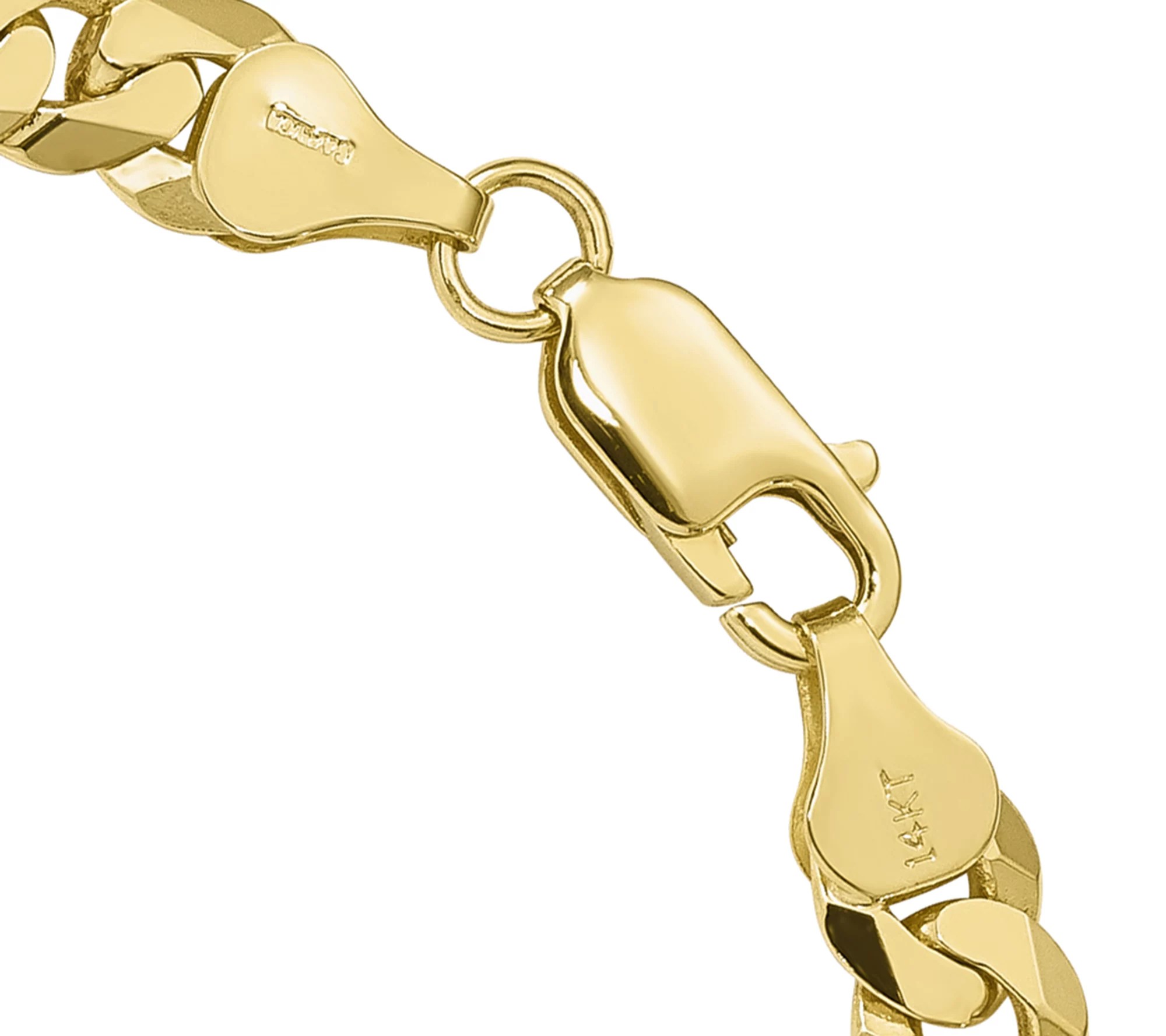 14K Gold Men's 9" Beveled Curb Link Bracelet, 16.4g