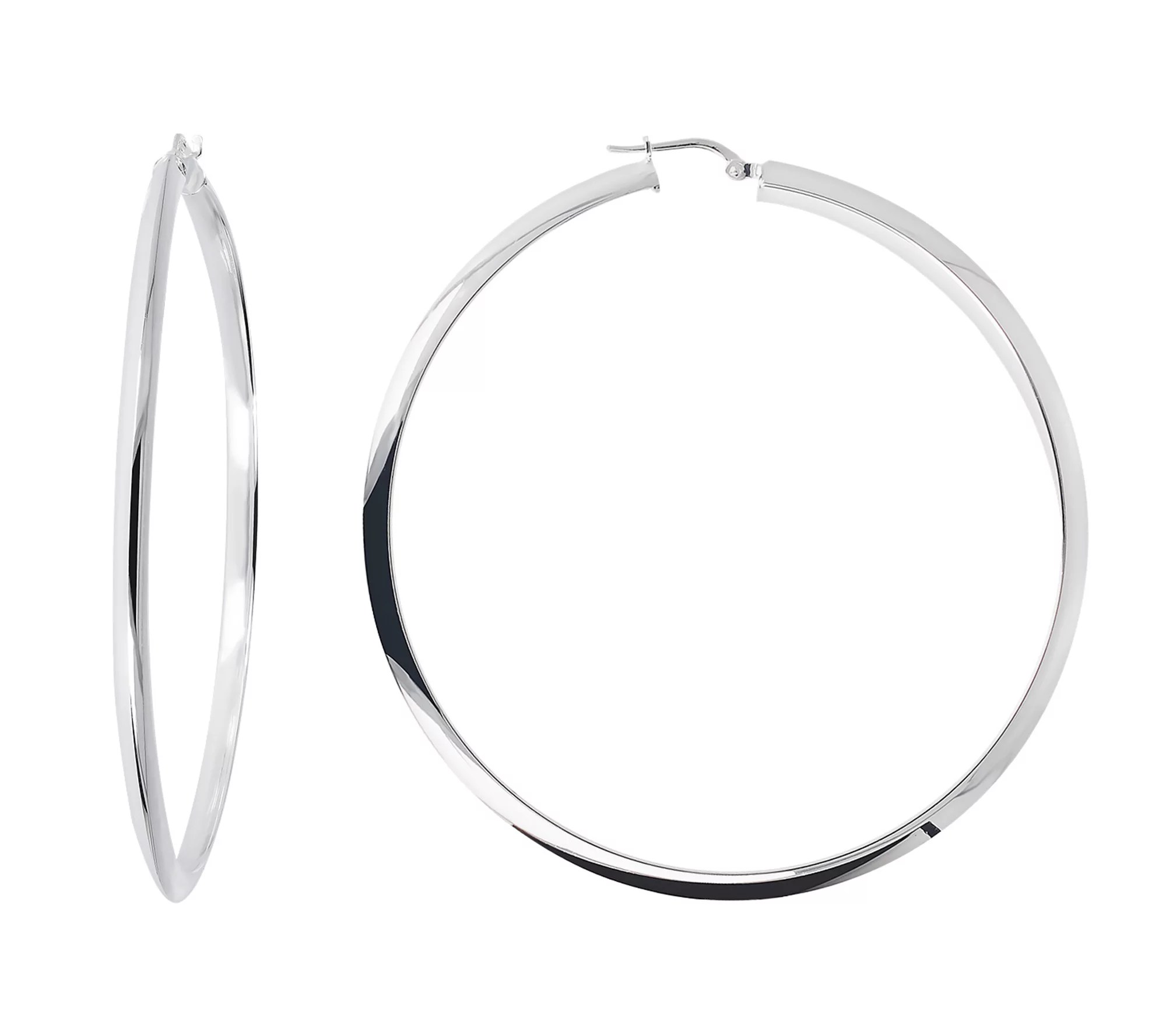 UltraFine Silver 21/2" Polished Round Hoop Earrings