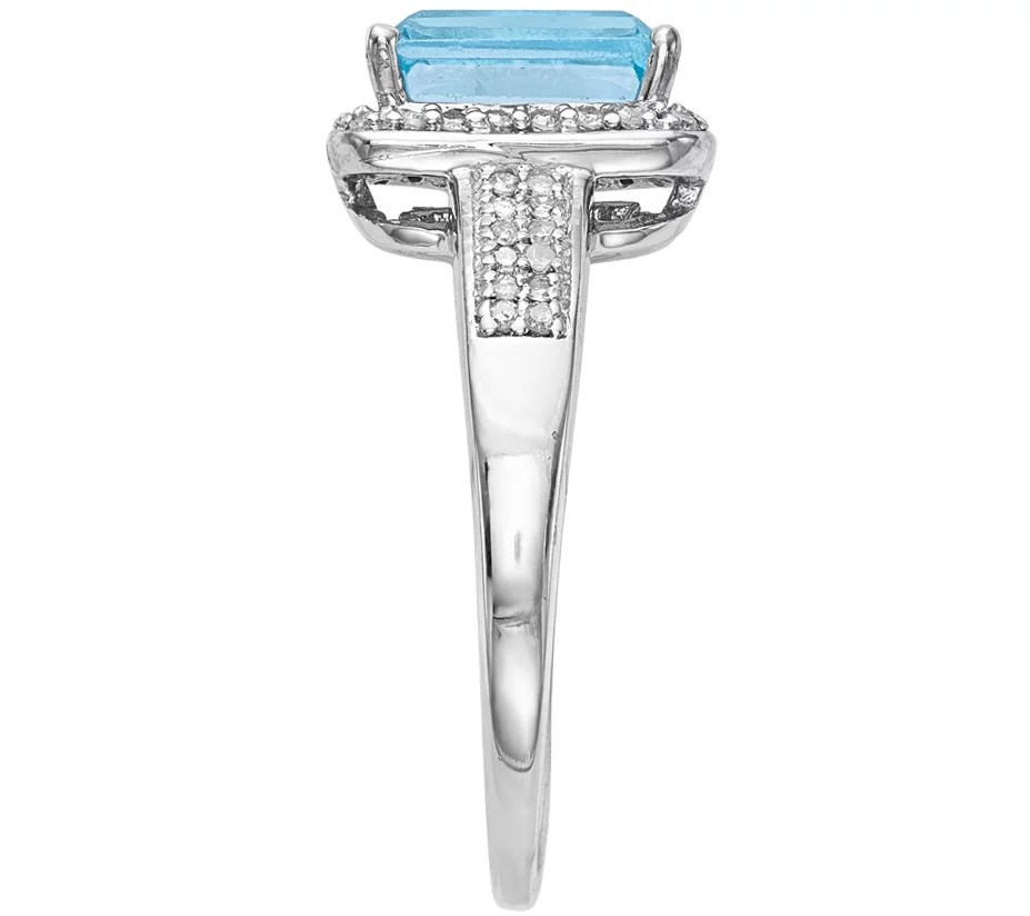 Sterling Gemstone and 1/10 cttw Diamond R ing