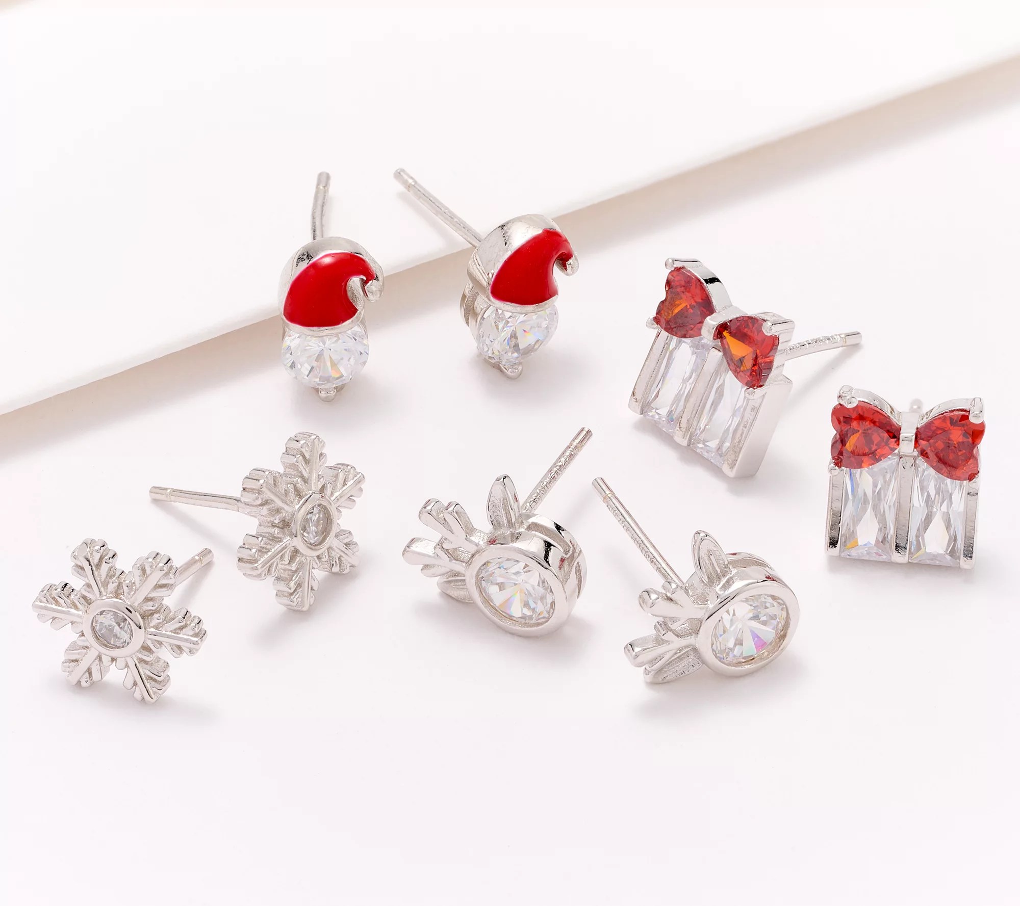 Diamonique x Erin Moseley Set of 4 Holiday Studs with Box