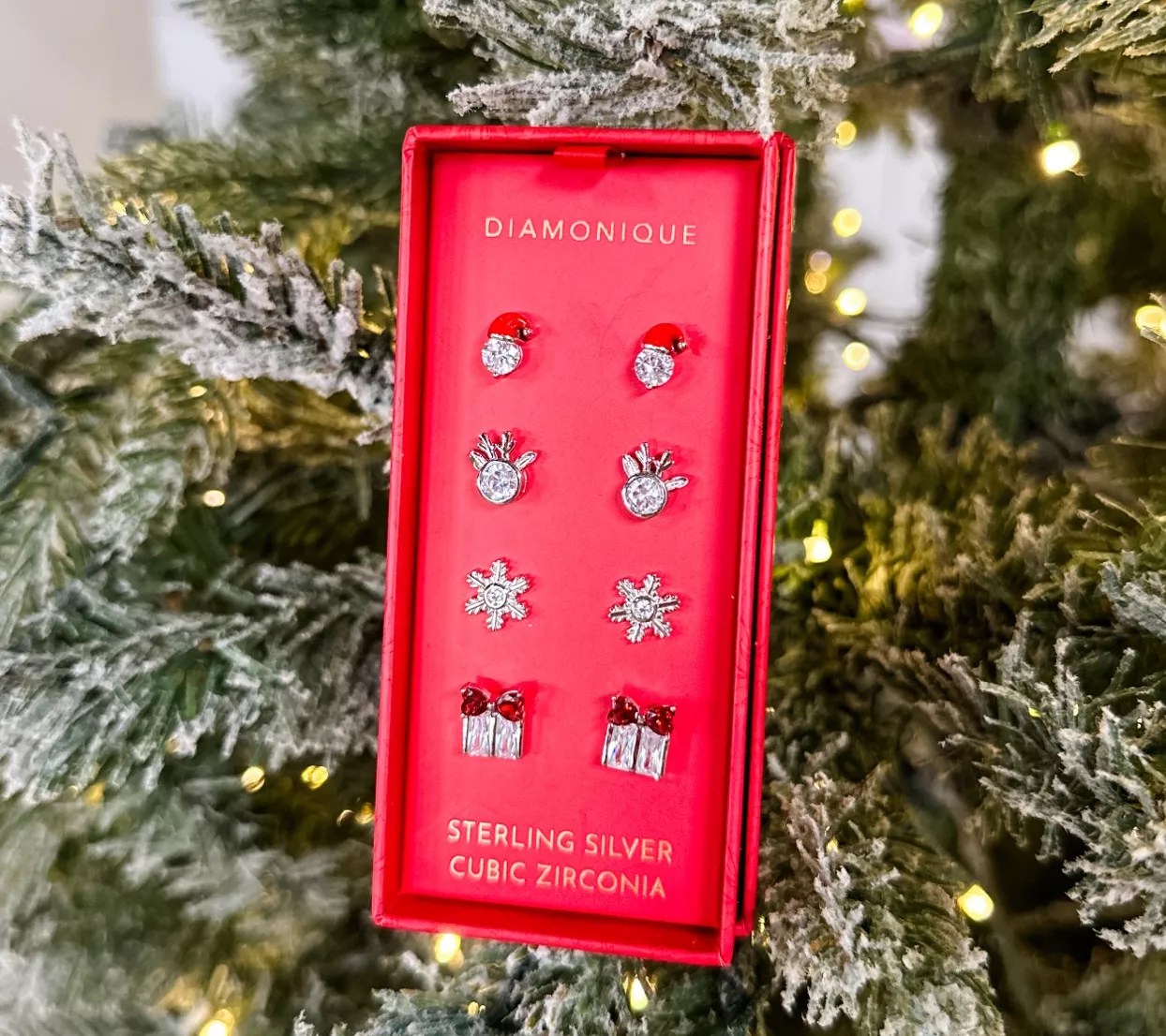 Diamonique x Erin Moseley Set of 4 Holiday Studs with Box