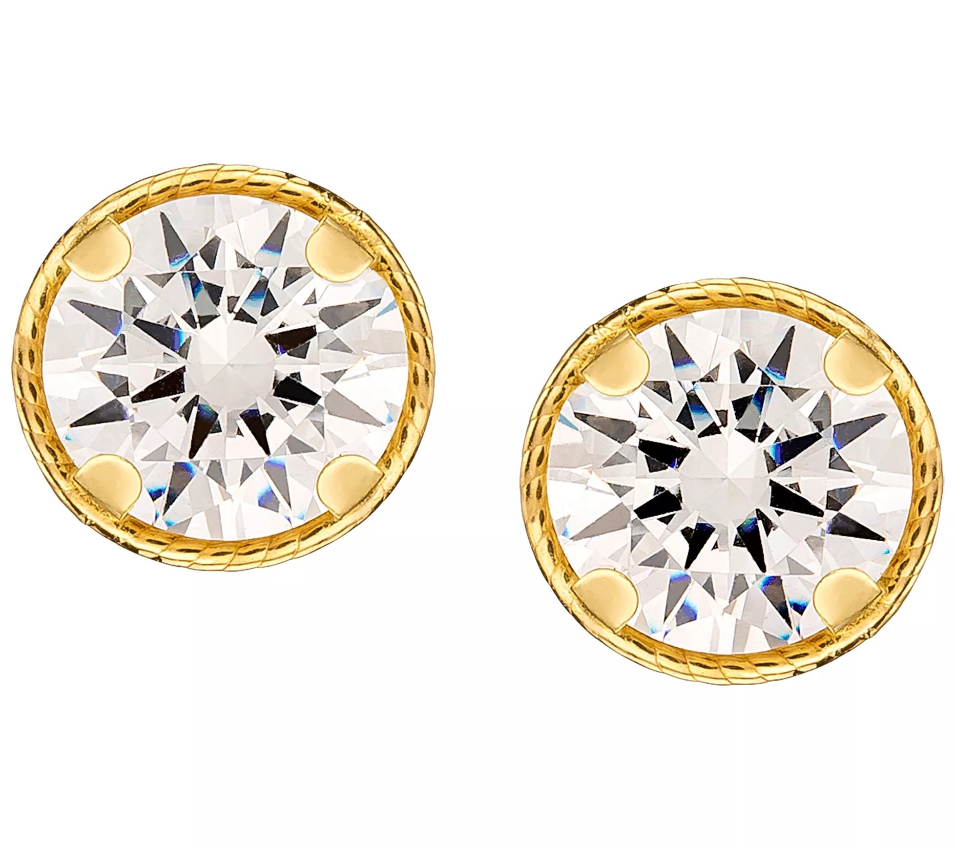 Diamonique 2.00 cttw Round Stud Halo Earrings, 14K