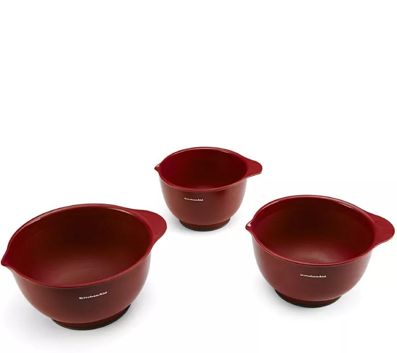 KitchenAid Set of 3 Red Mixing Bowls