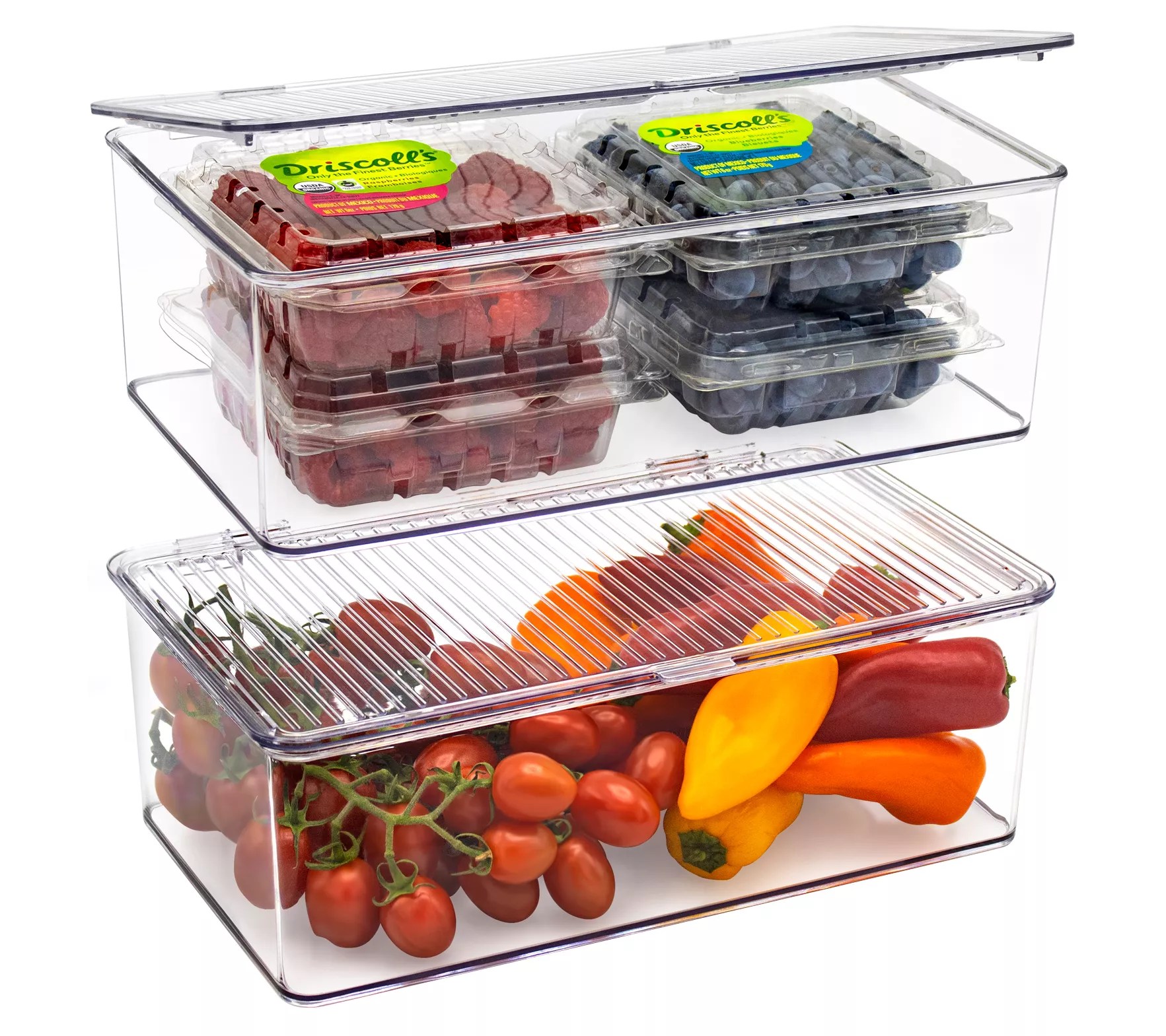 Sorbus Set of 2 Fridge Storage Bins with Hinged Lids