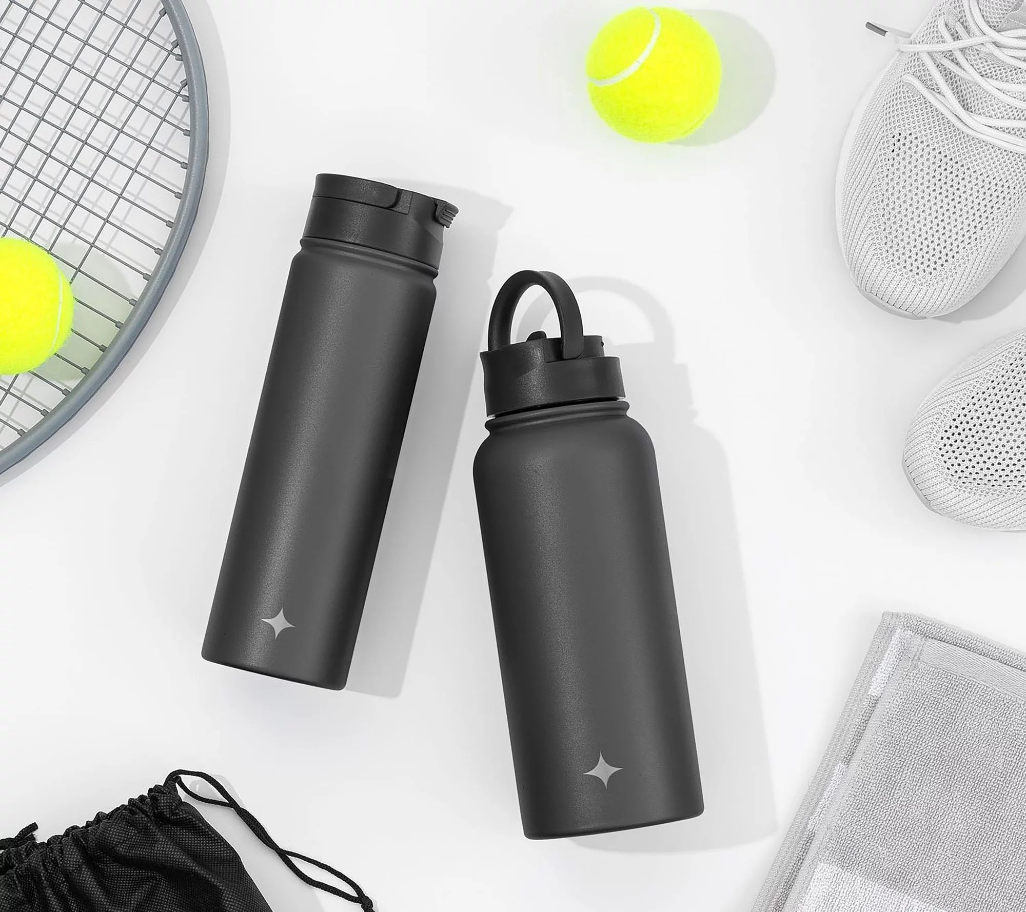 JoyJolt Triple Insulated Water Bottle w Flip Lid & Sport Straw
