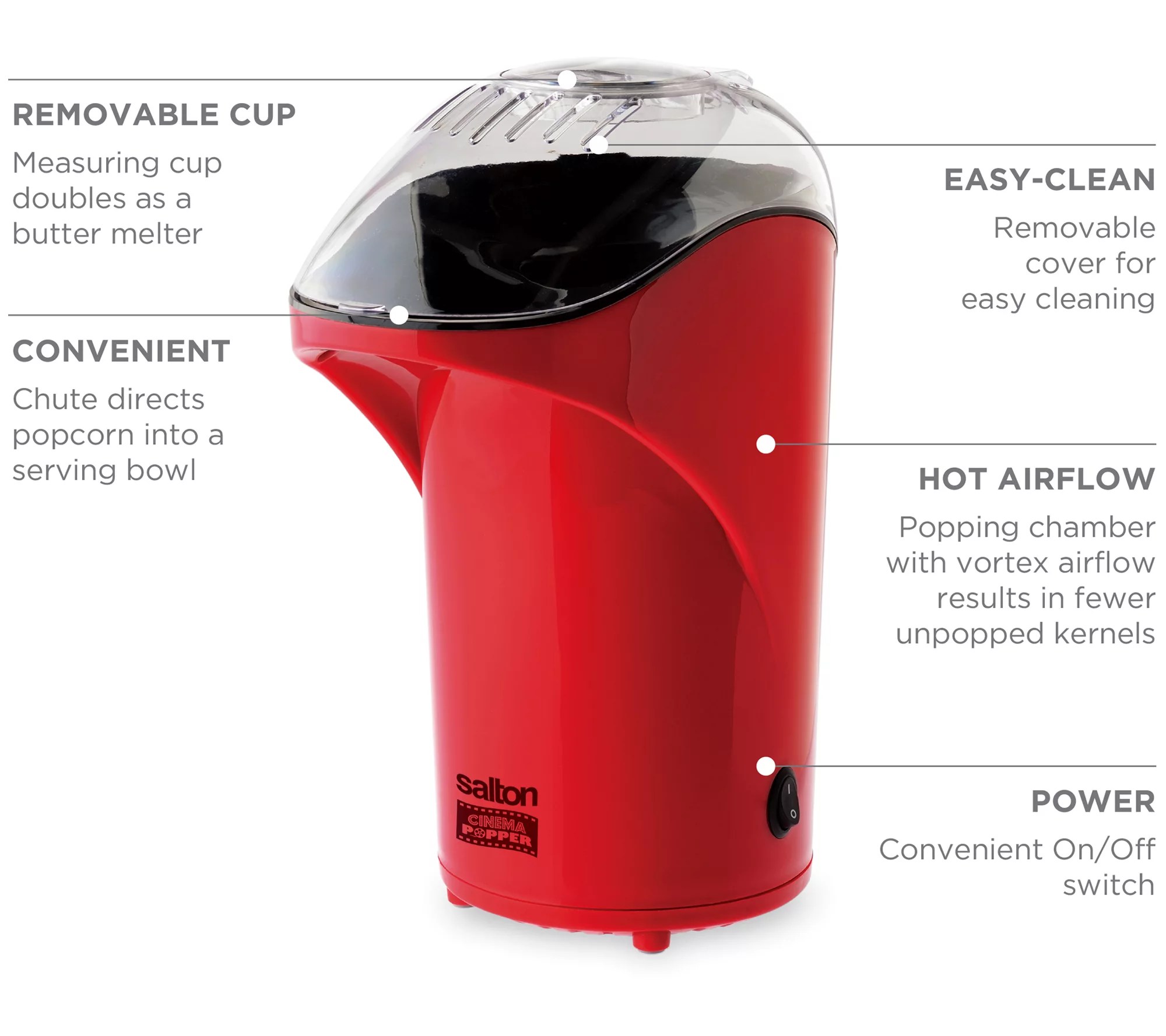 Salton Cinema Popper Red Popcorn Maker