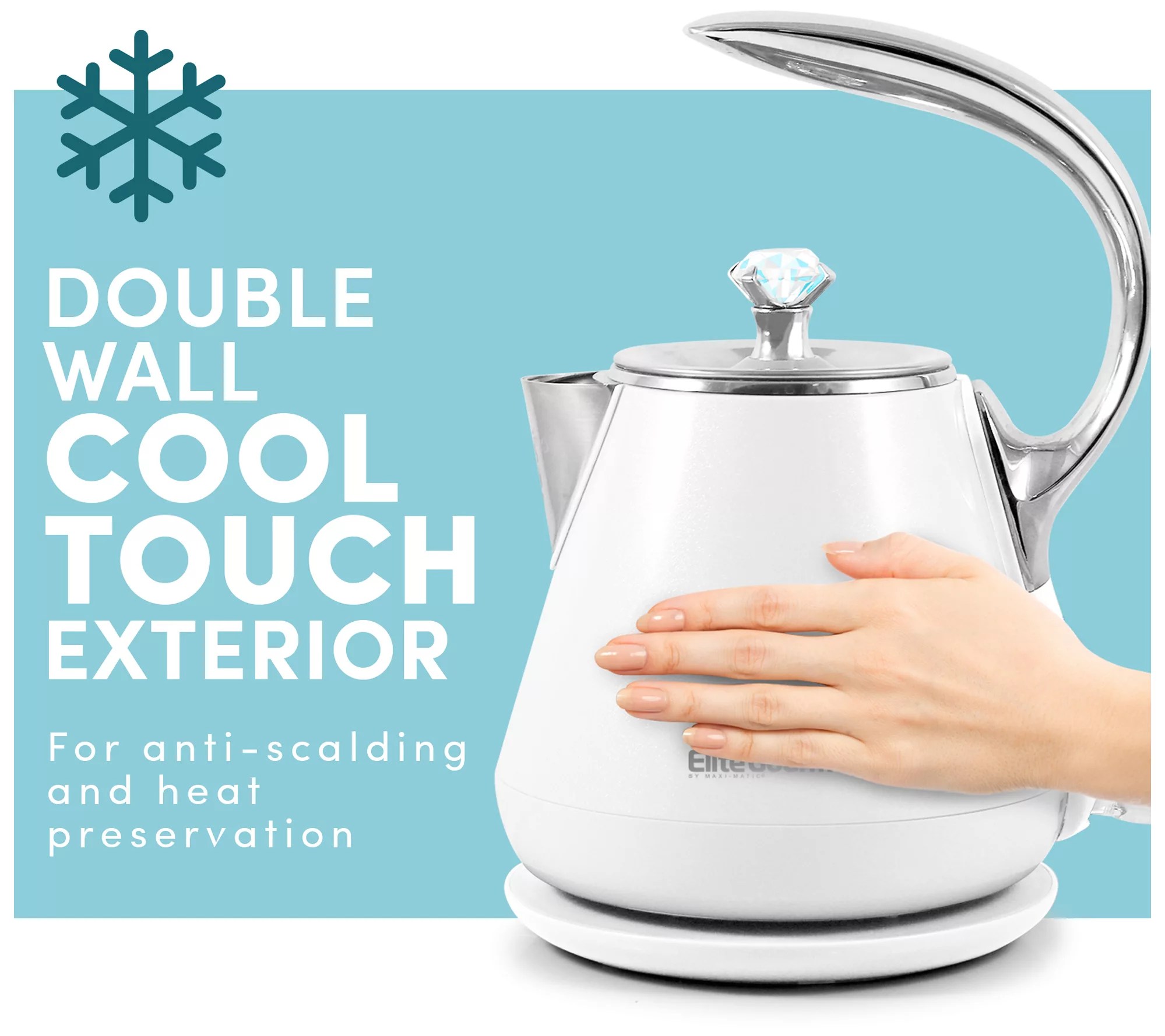 Elite Gourmet 1.2L CoolTouch SS Electric Kettle