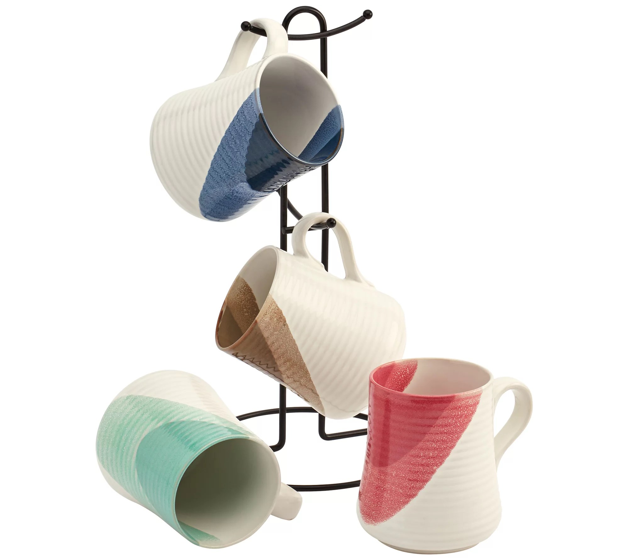 Tabletops Avenue 4Pc 13.5oz Half & Half Embossed Mug Set