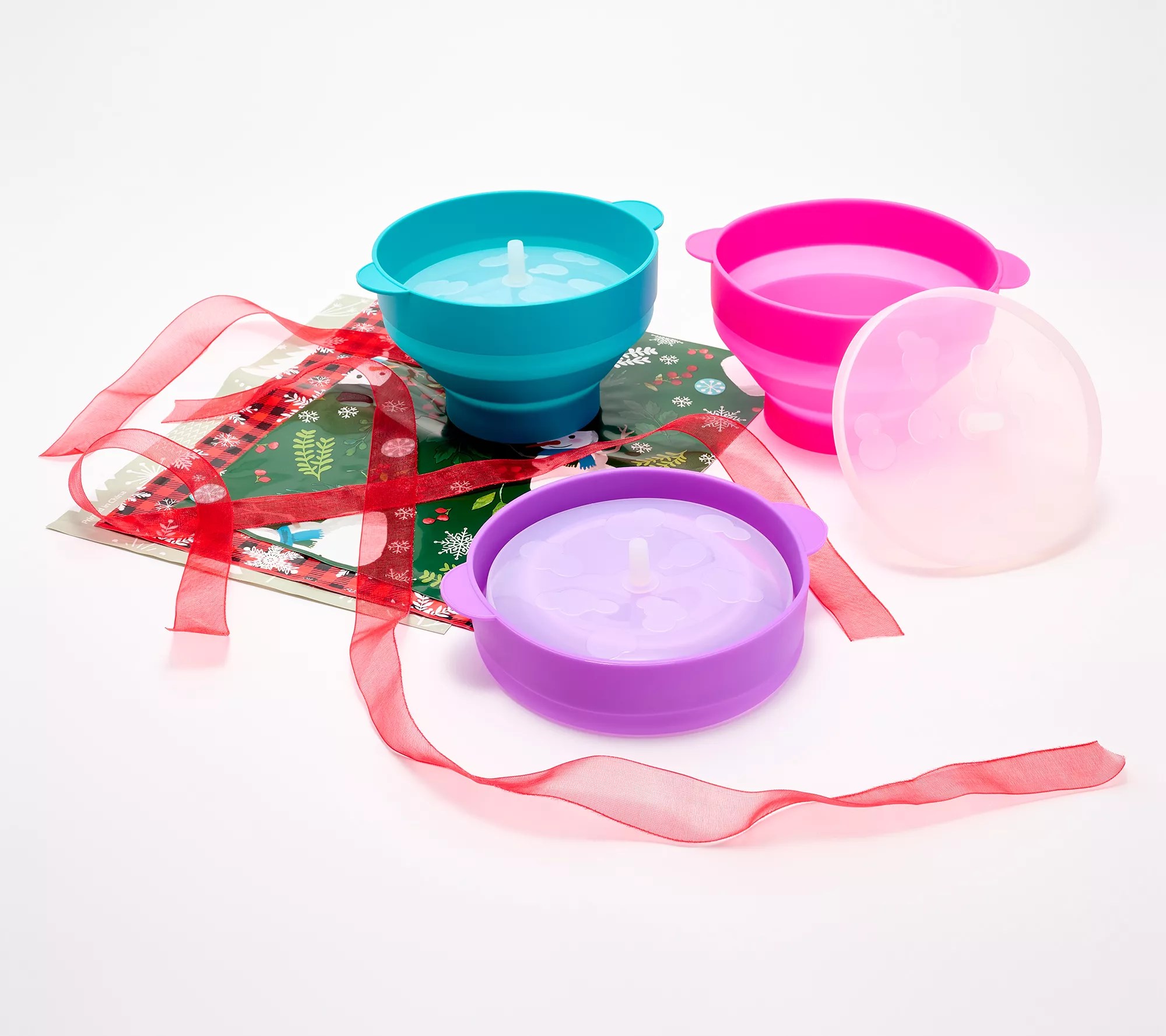 Ecolution Set of 3 Mini Silicone Popcorn Makers w/ Gift Bags