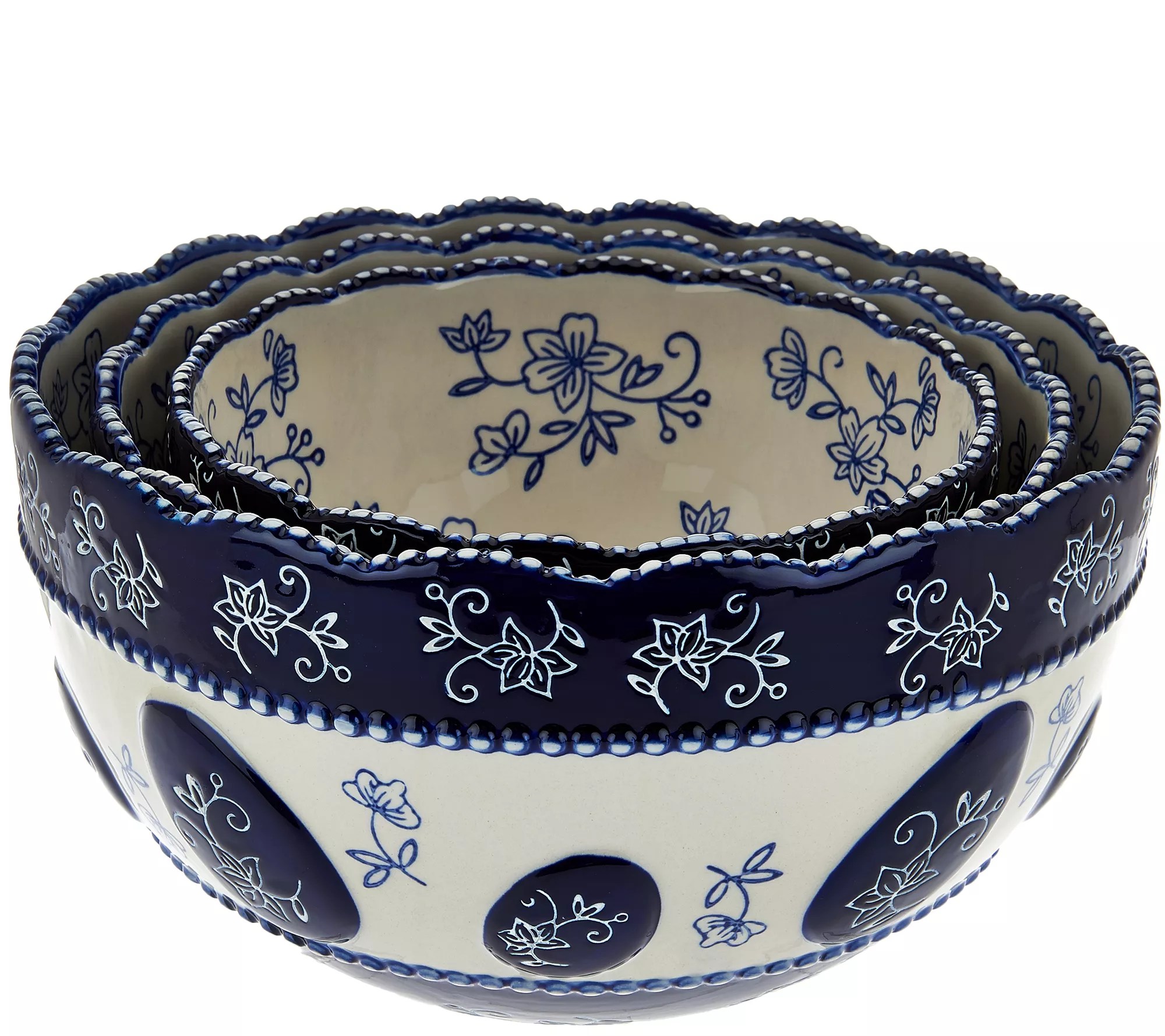 Temptations Floral Lace Set of 3 Nesting Bowls
