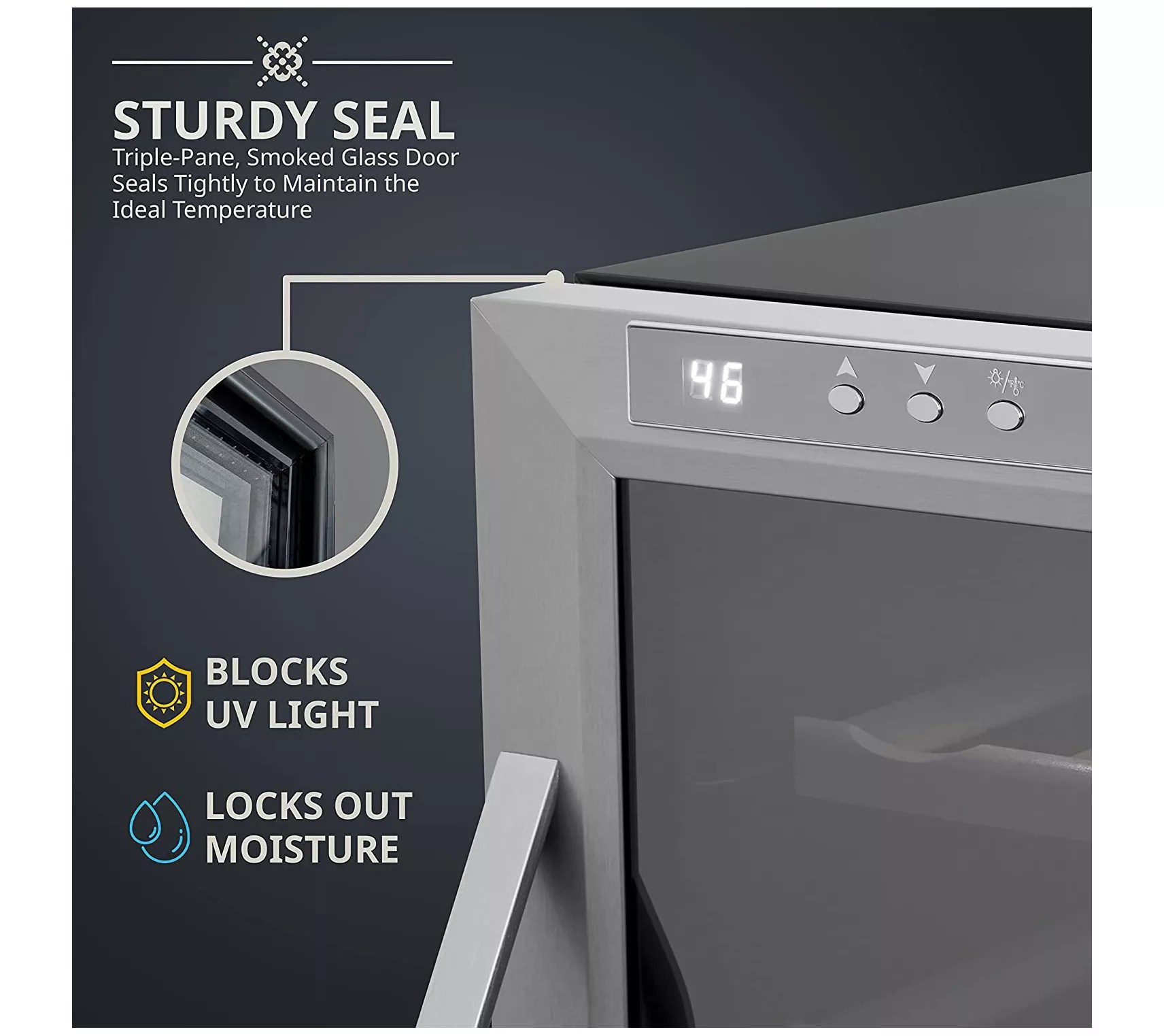 Ivation 12Bottle Thermoelectric Stainless Stee l Wine Cooler