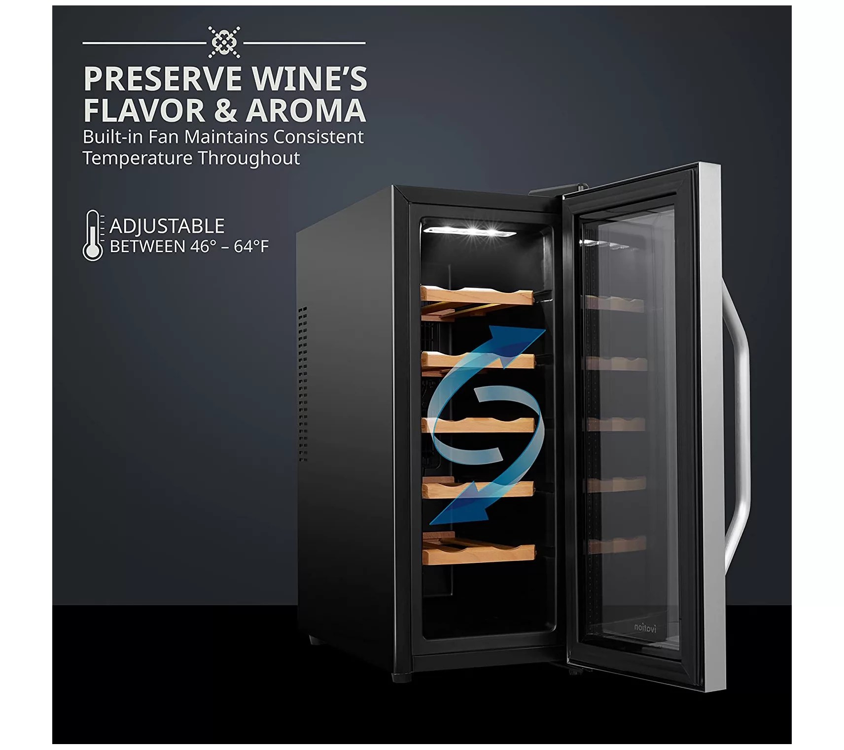 Ivation 12Bottle Thermoelectric Stainless Stee l Wine Cooler