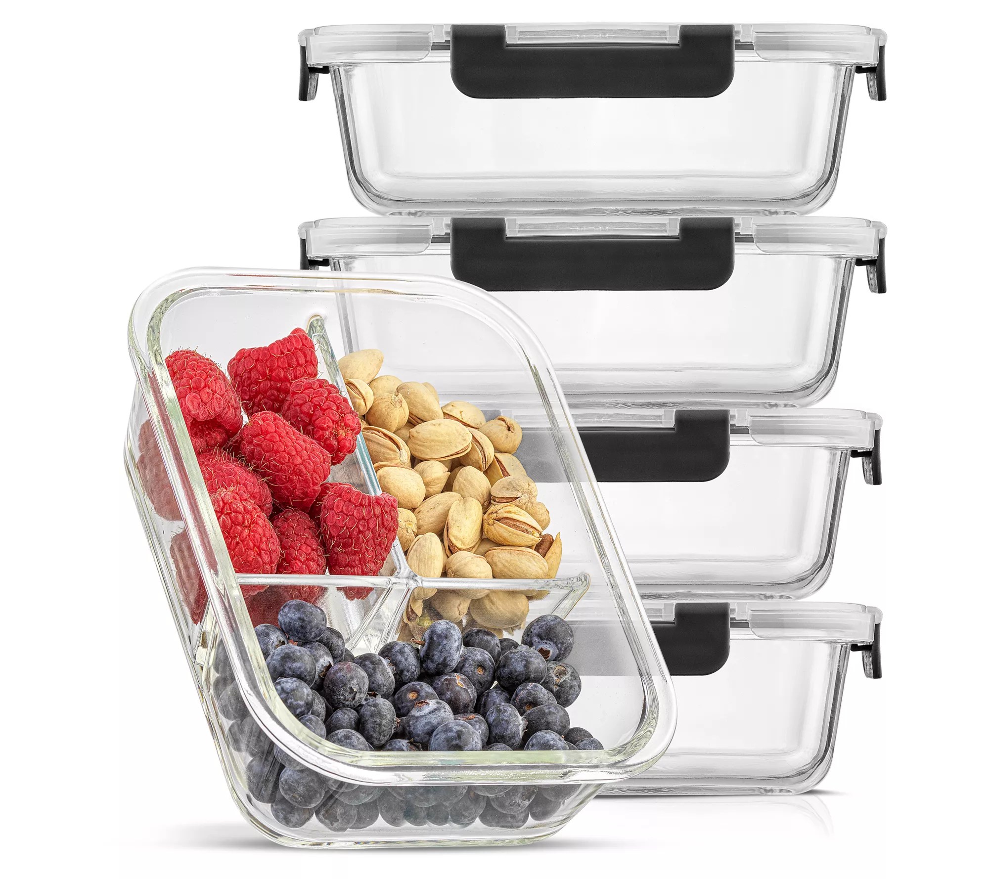 JoyJolt 3Section Food Prep Storage Containers Set of 5