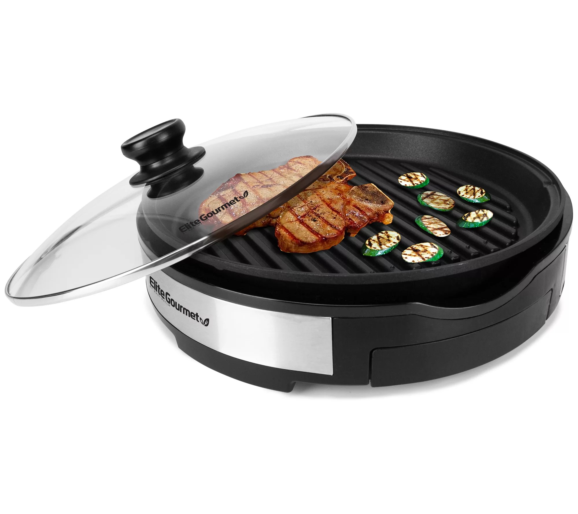 Elite Gourmet 12" Deluxe Indoor Grill with Lid - QVC.com
