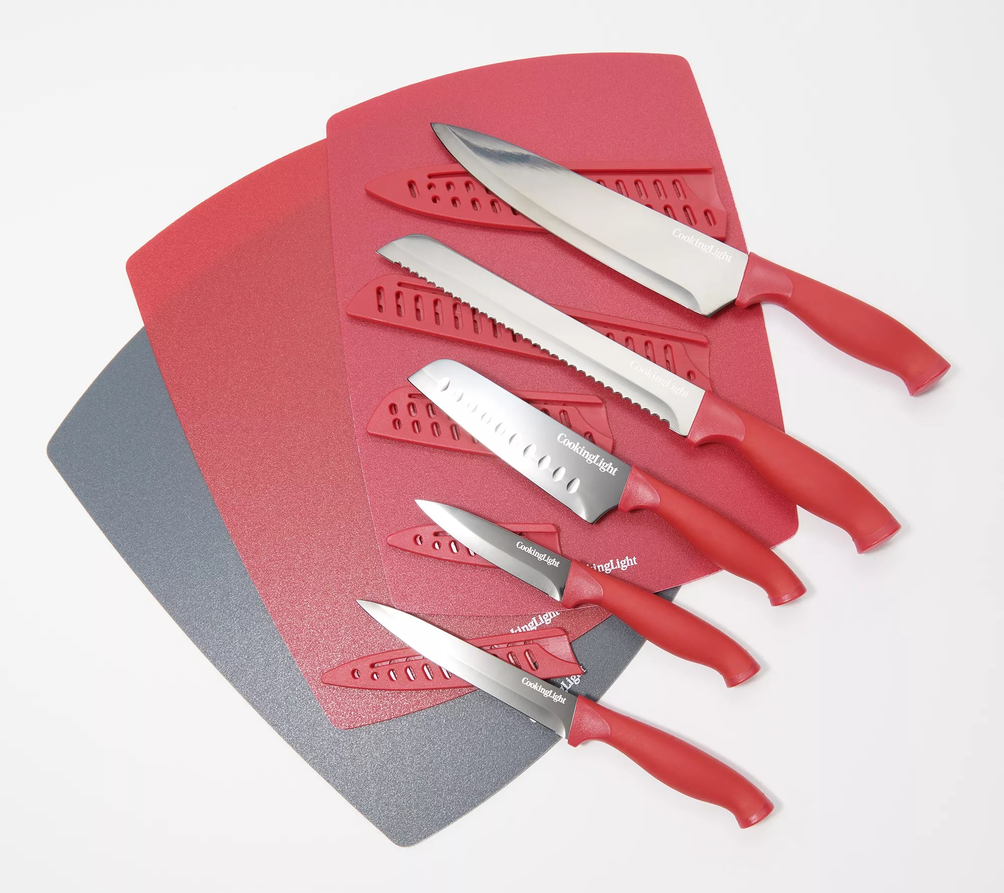 Cooking Light 5Pc Cutlery Set w/ Sheaths & (3) Flexible Cutting Mats