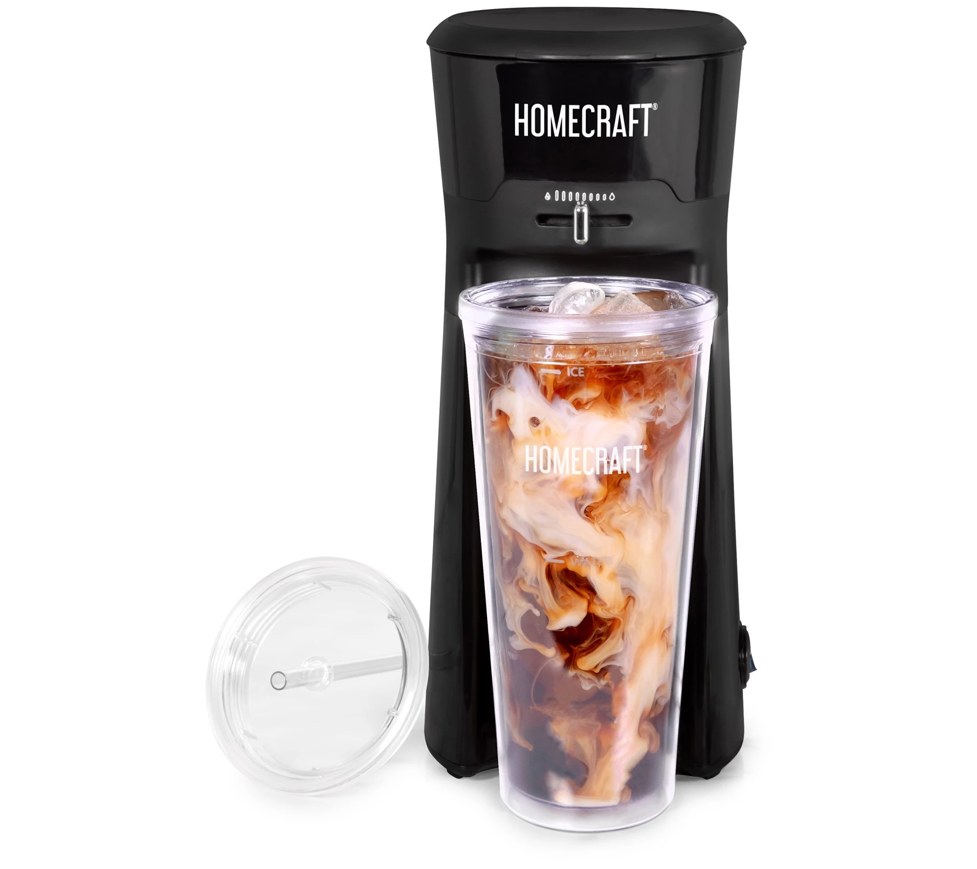 HomeCraft Iced Coffee Maker with Insulated Tumbler & Straw