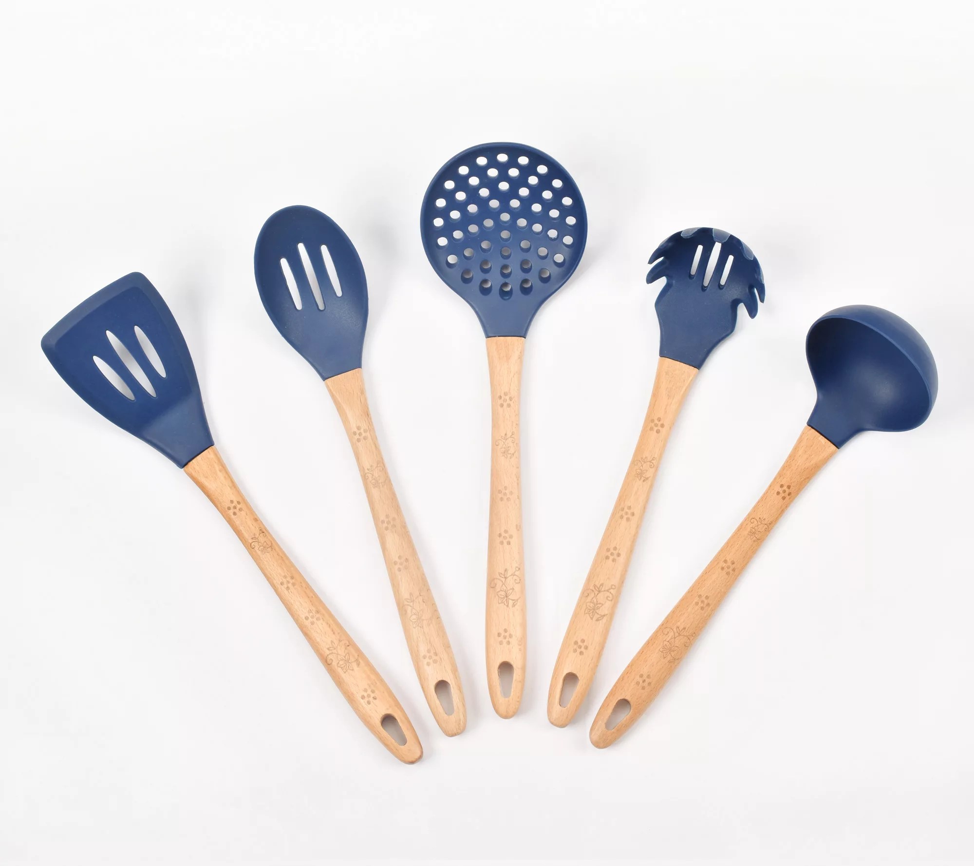 Temptations Silicone Utensils with Wooden Handles
