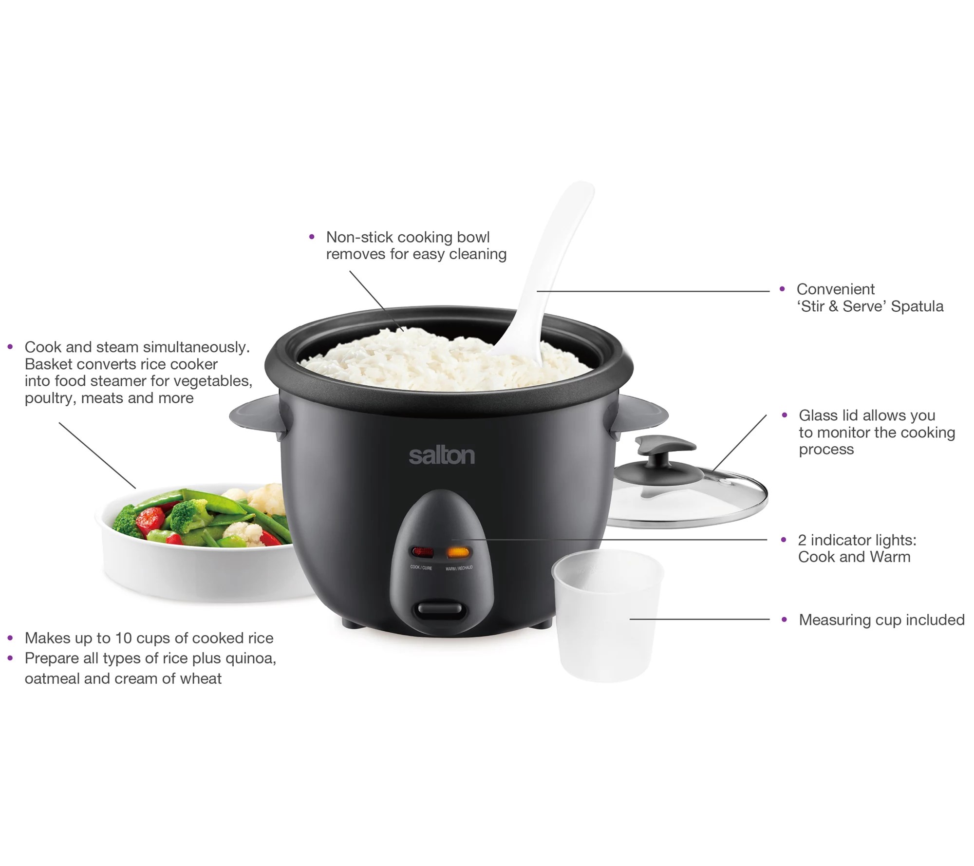 Salton 10Cup Automatic Rice Cooker & Steamer