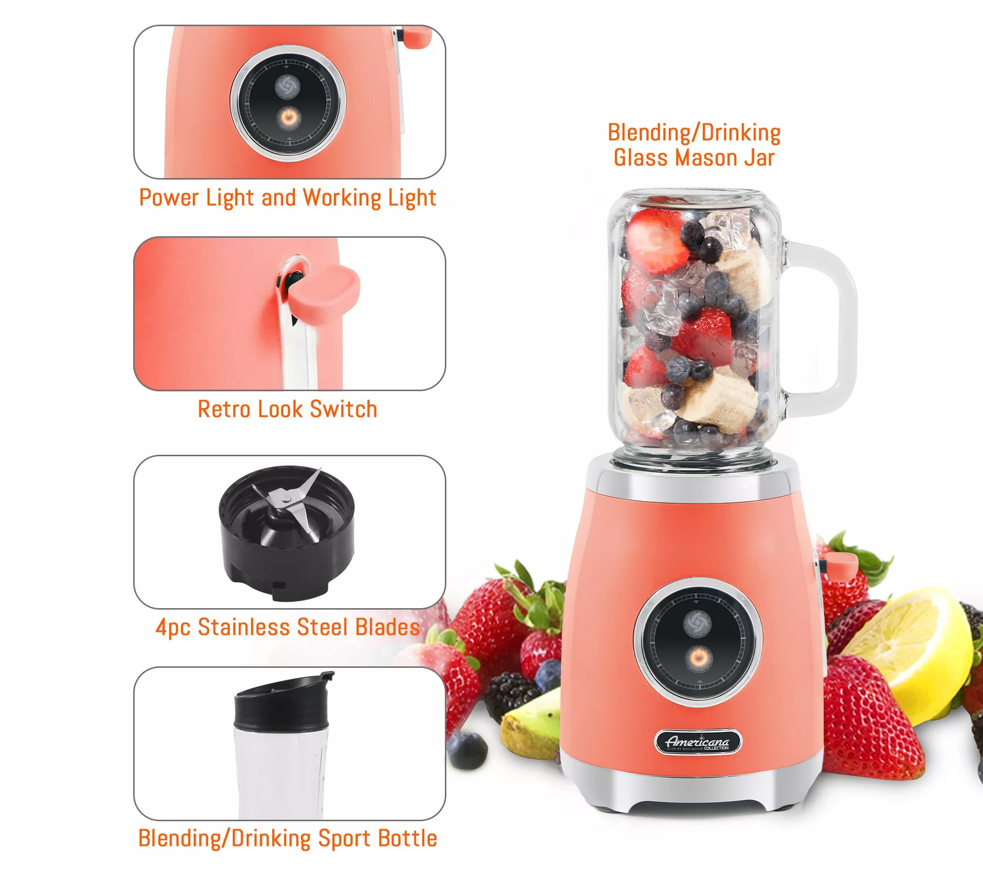 Elite Gourmet Retro Personal Blender