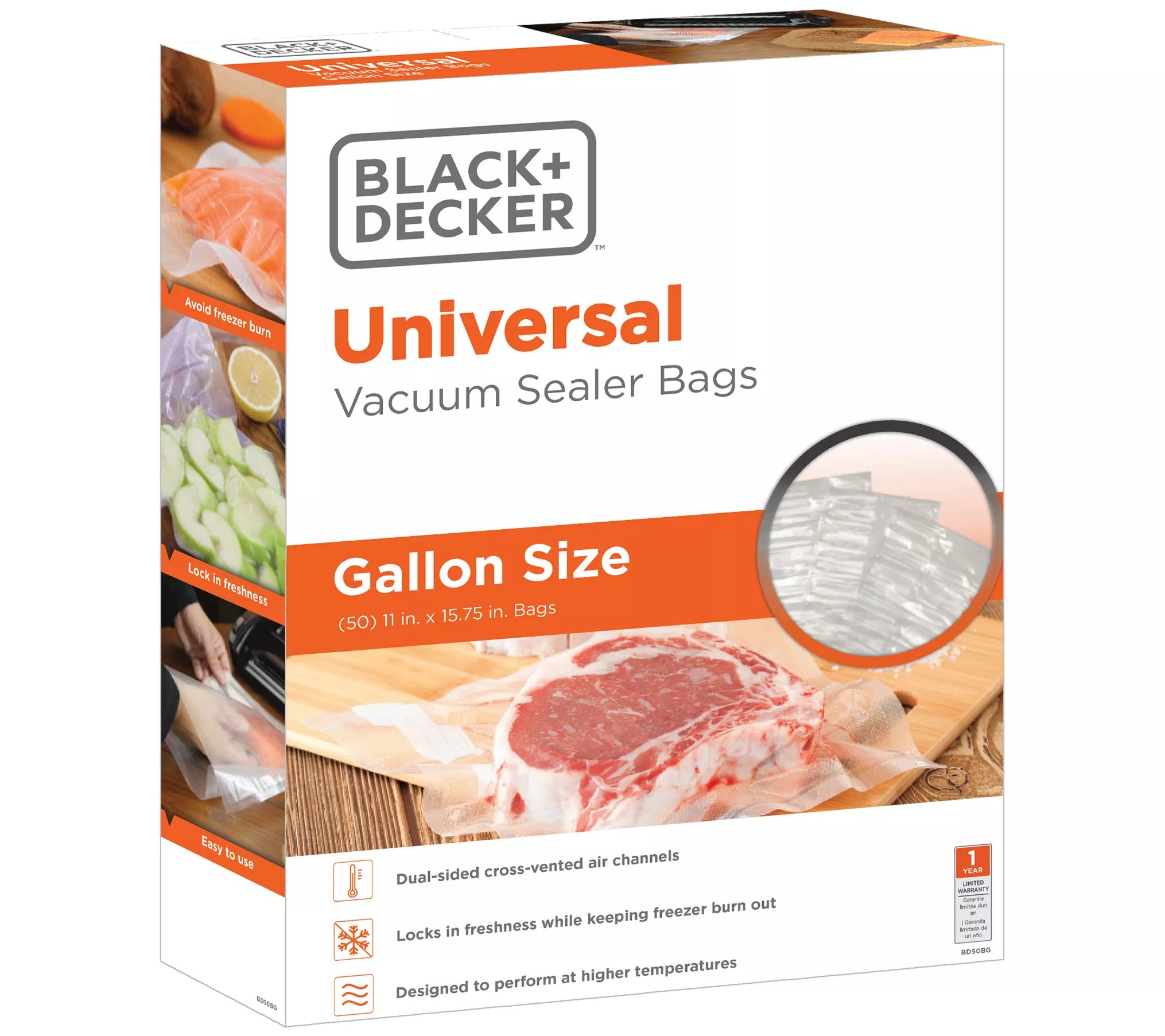 BLACK + DECKER 50Count Gallon Vacuum Sealer Bags