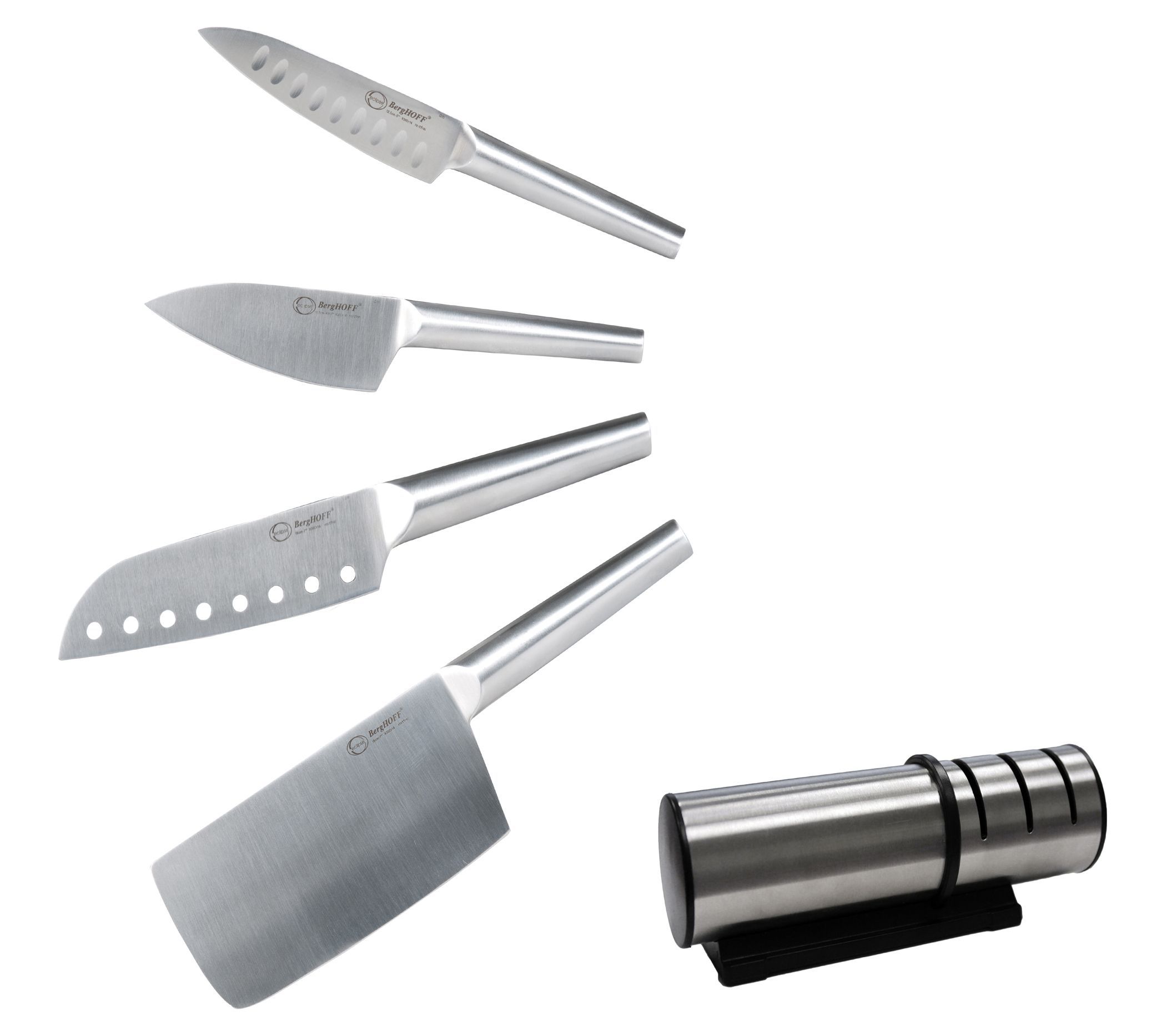 BergHOFF Straight 5Piece Santoku Knife Set with Sharpener