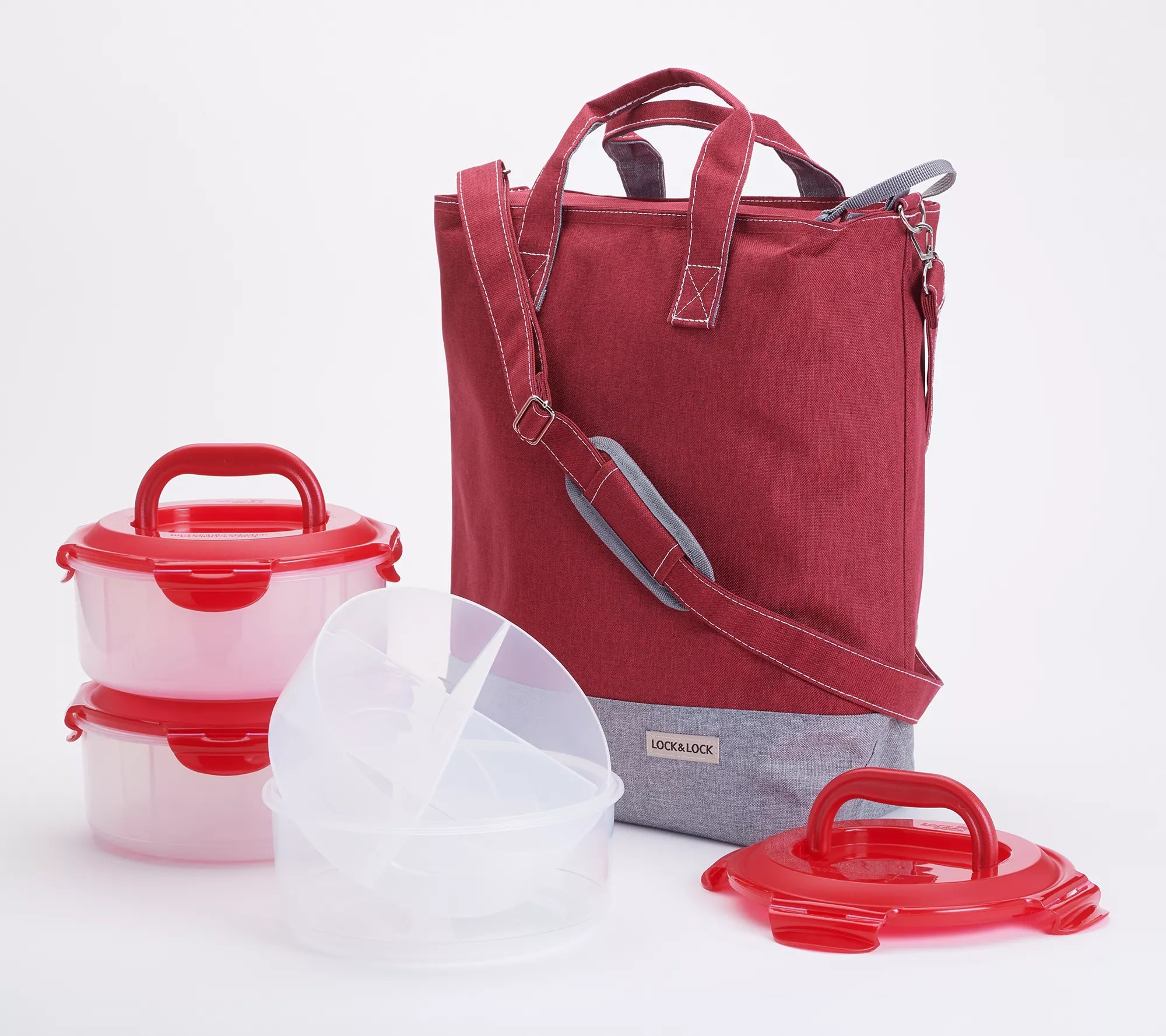 LocknLock Tote Bag with 3pc Handle Lid Storage Set with Dividers