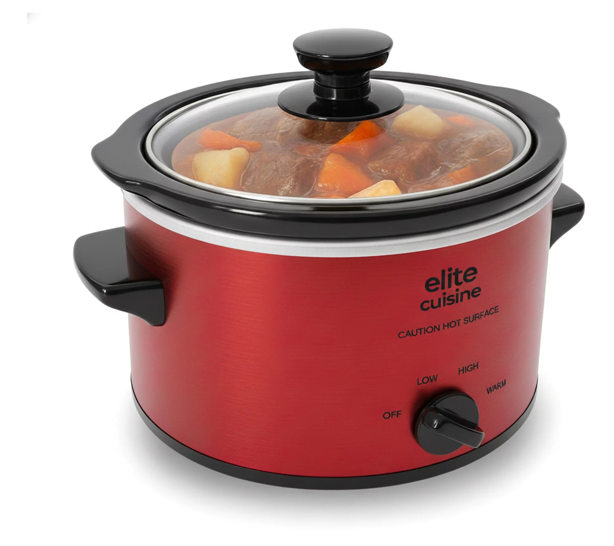 Elite Gourmet 2 Qt Oval Slow Cooker Red