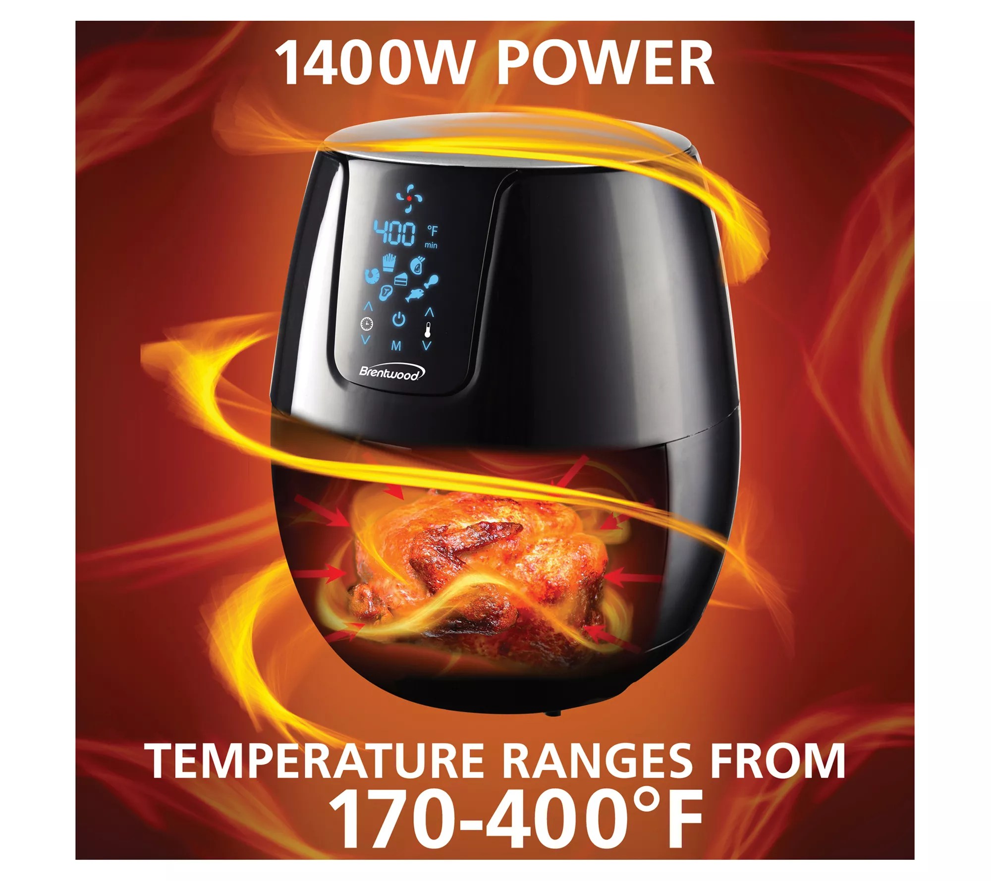 Brentwood 5qt, 1,400W Electric Digital Air Fryer