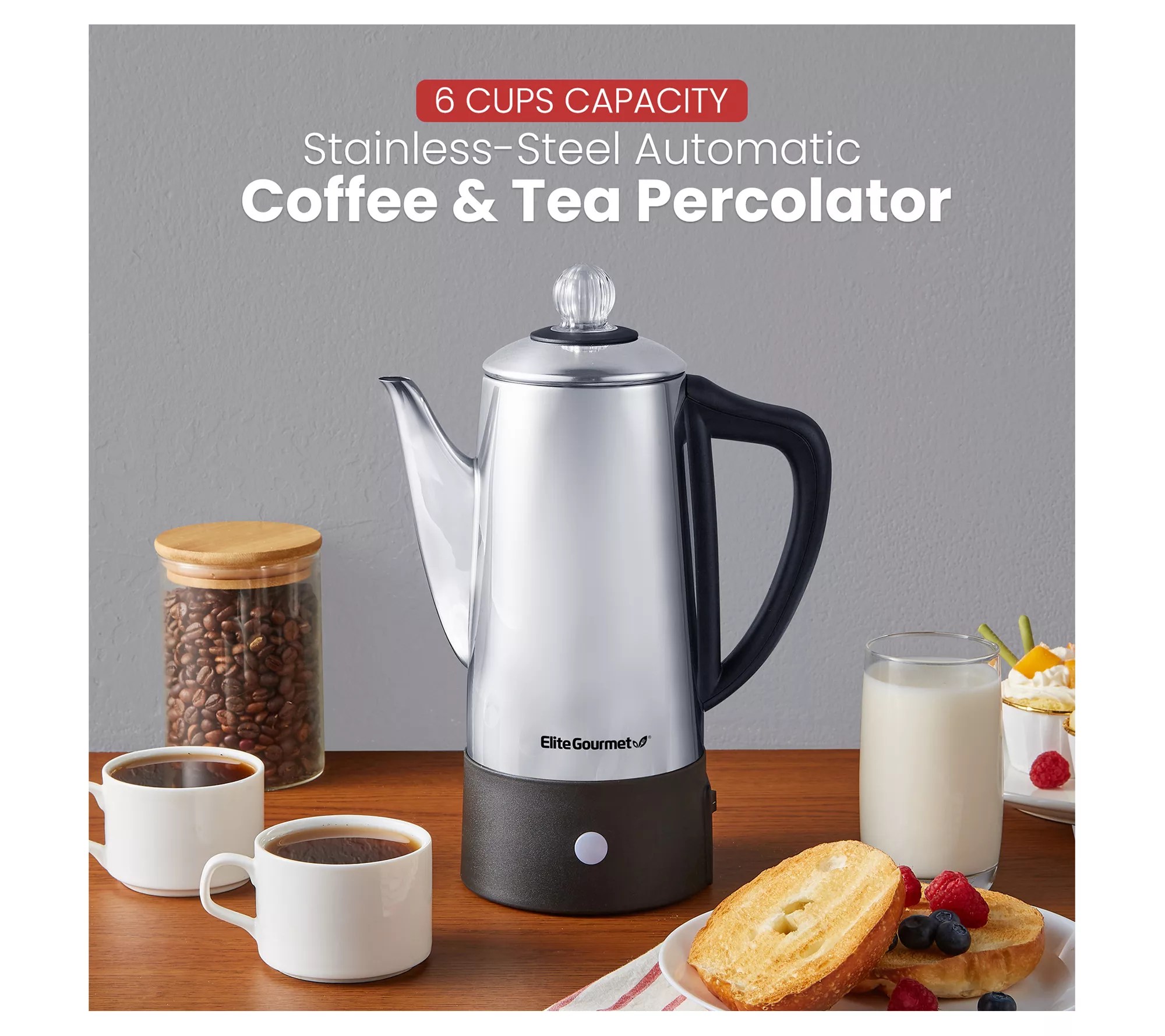 Elite Gourmet Electric 6-Cup Coffee Percolator - QVC.com