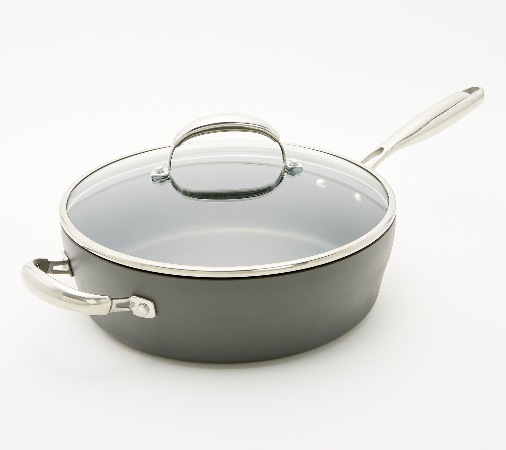 Cook's Essentials Hard Anodized 5qt Saute Pan with Glass Lid