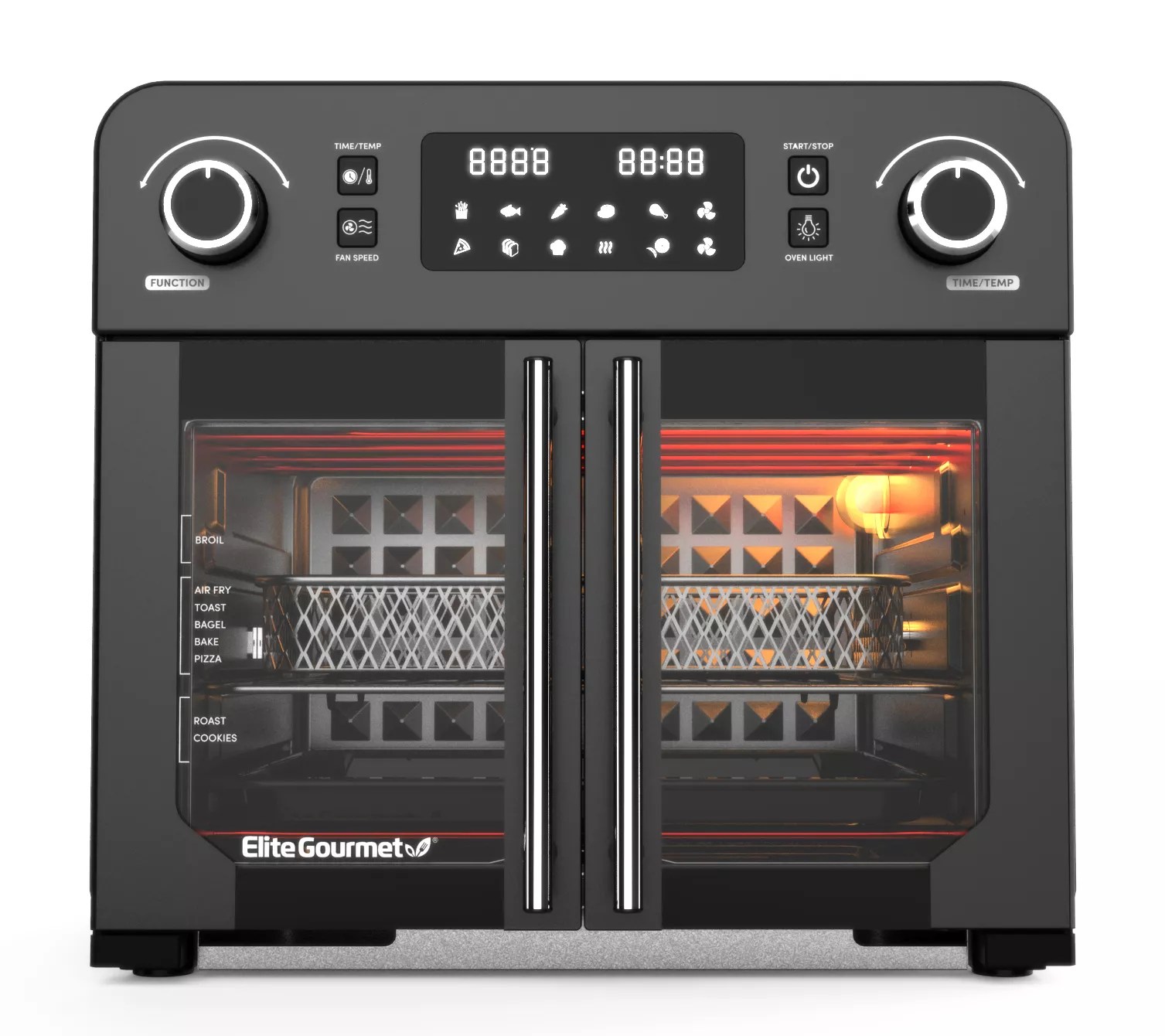 Elite Gourmet Programmable 23Liter French Door Air Fryer Oven
