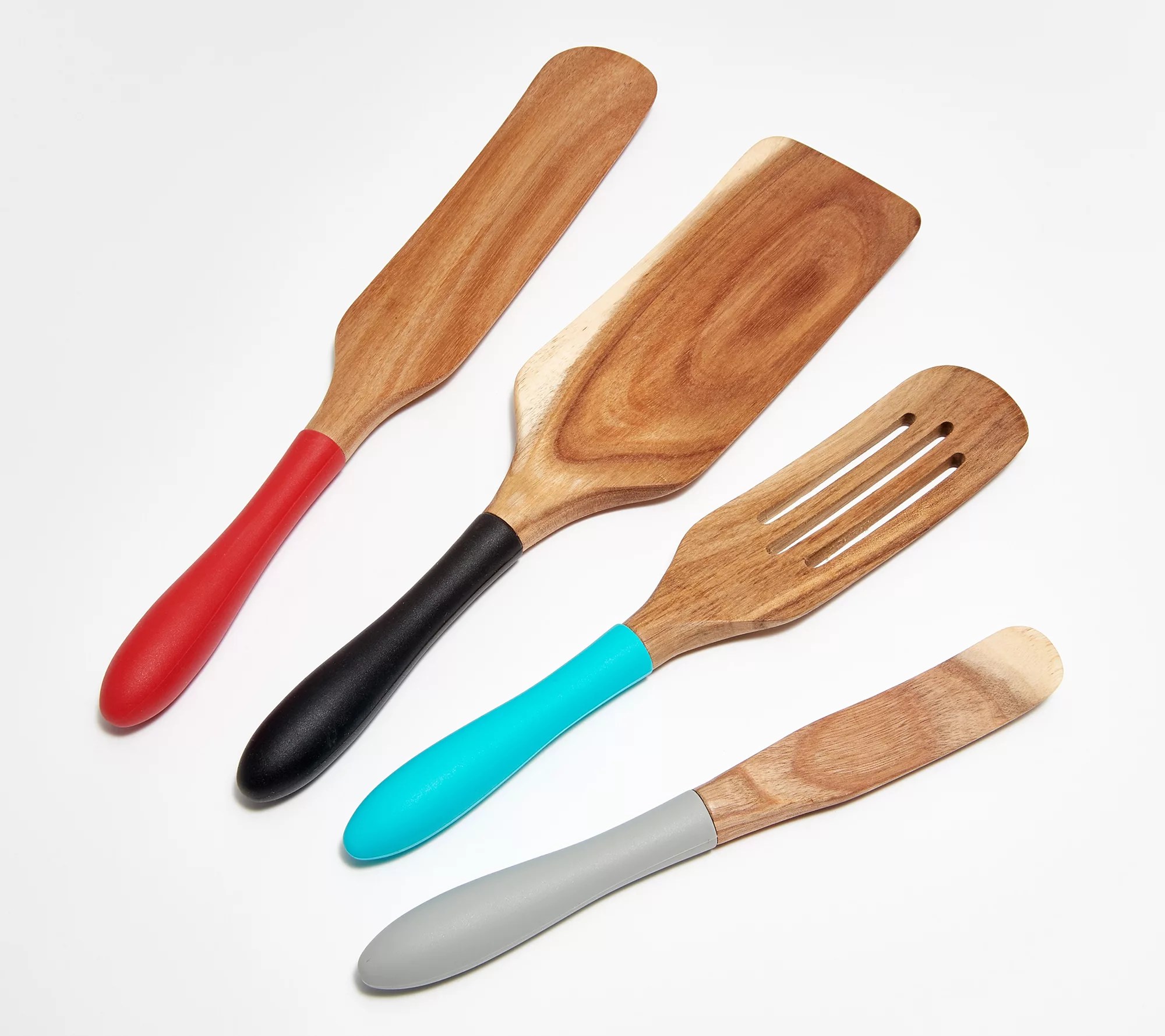 "As Is" Mad Hungry 4Pc Acacia Wood Spurtles Silicone Handle