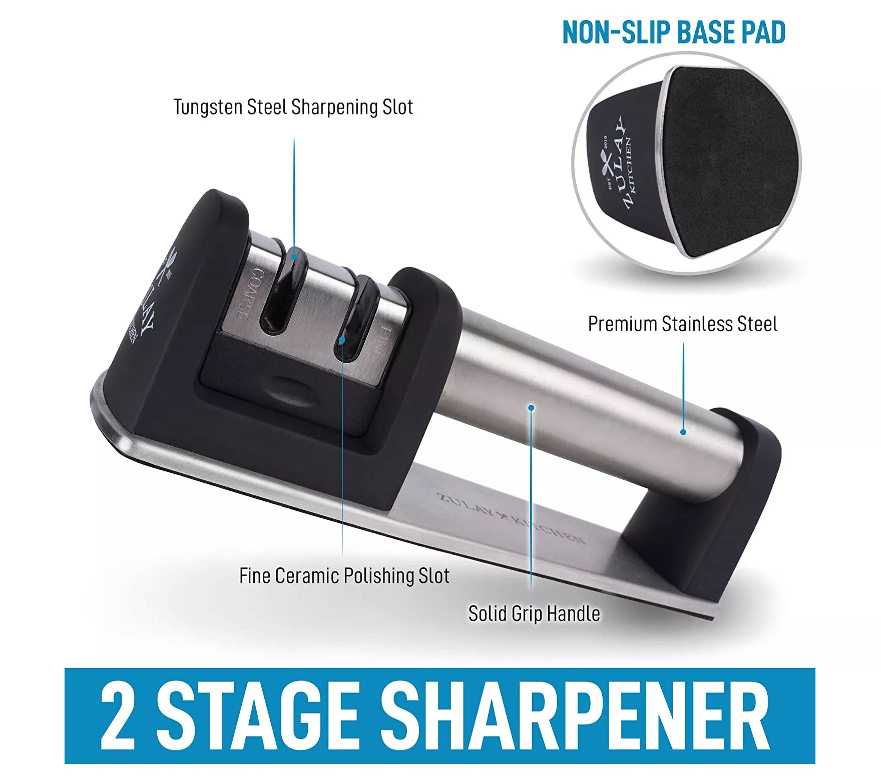Zulay Kitchen 2Stage Knife Sharpener