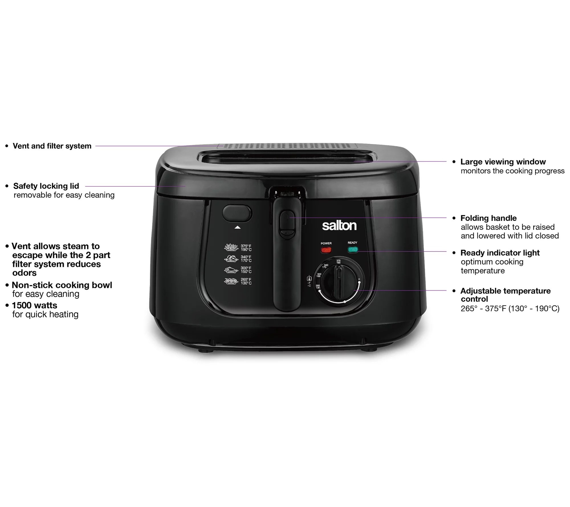 Salton 2.5 Liter Cool Touch Deep Fryer