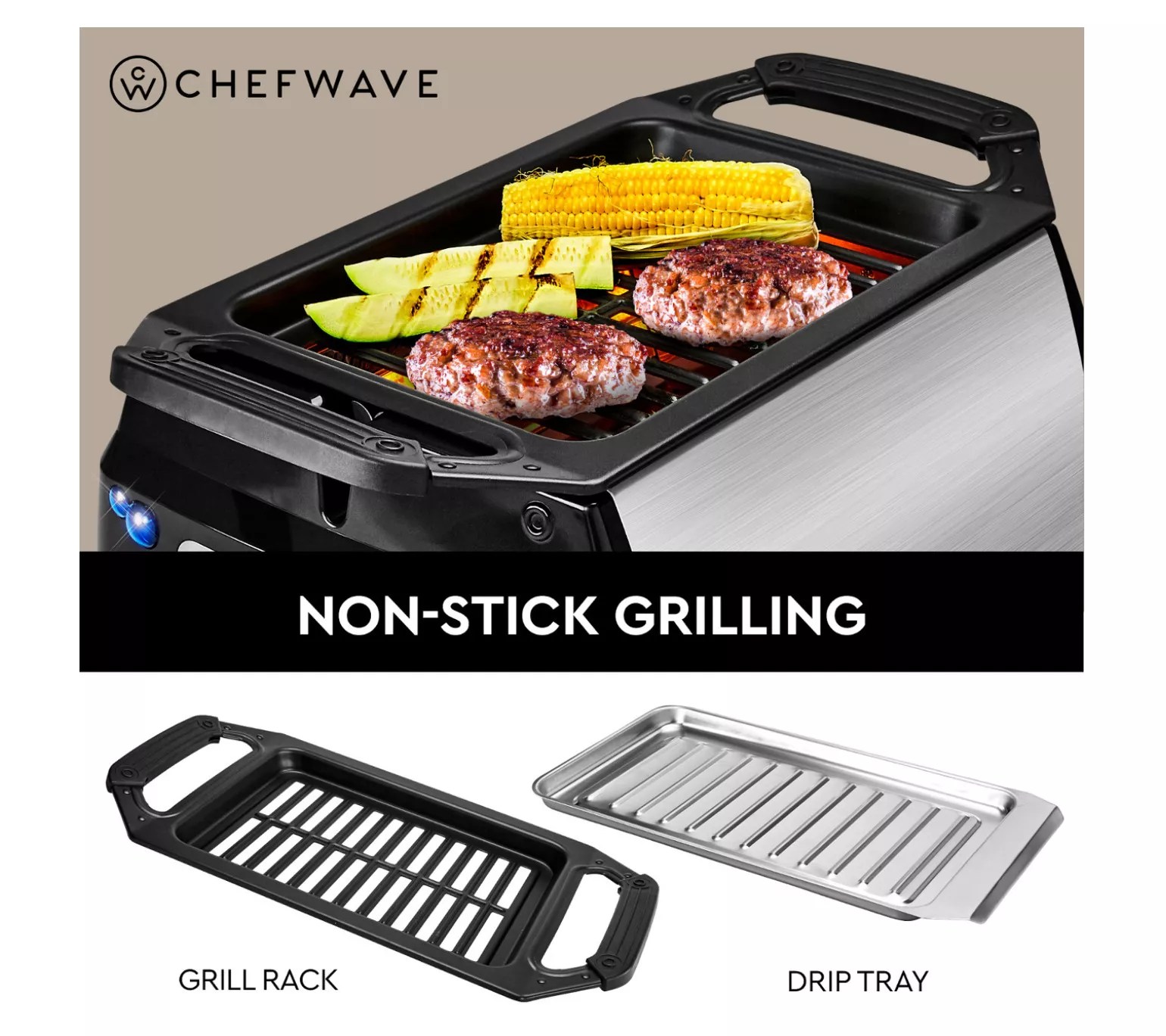 ChefWave Smokeless Infrared Rotisserie Indoor T abletop Grill