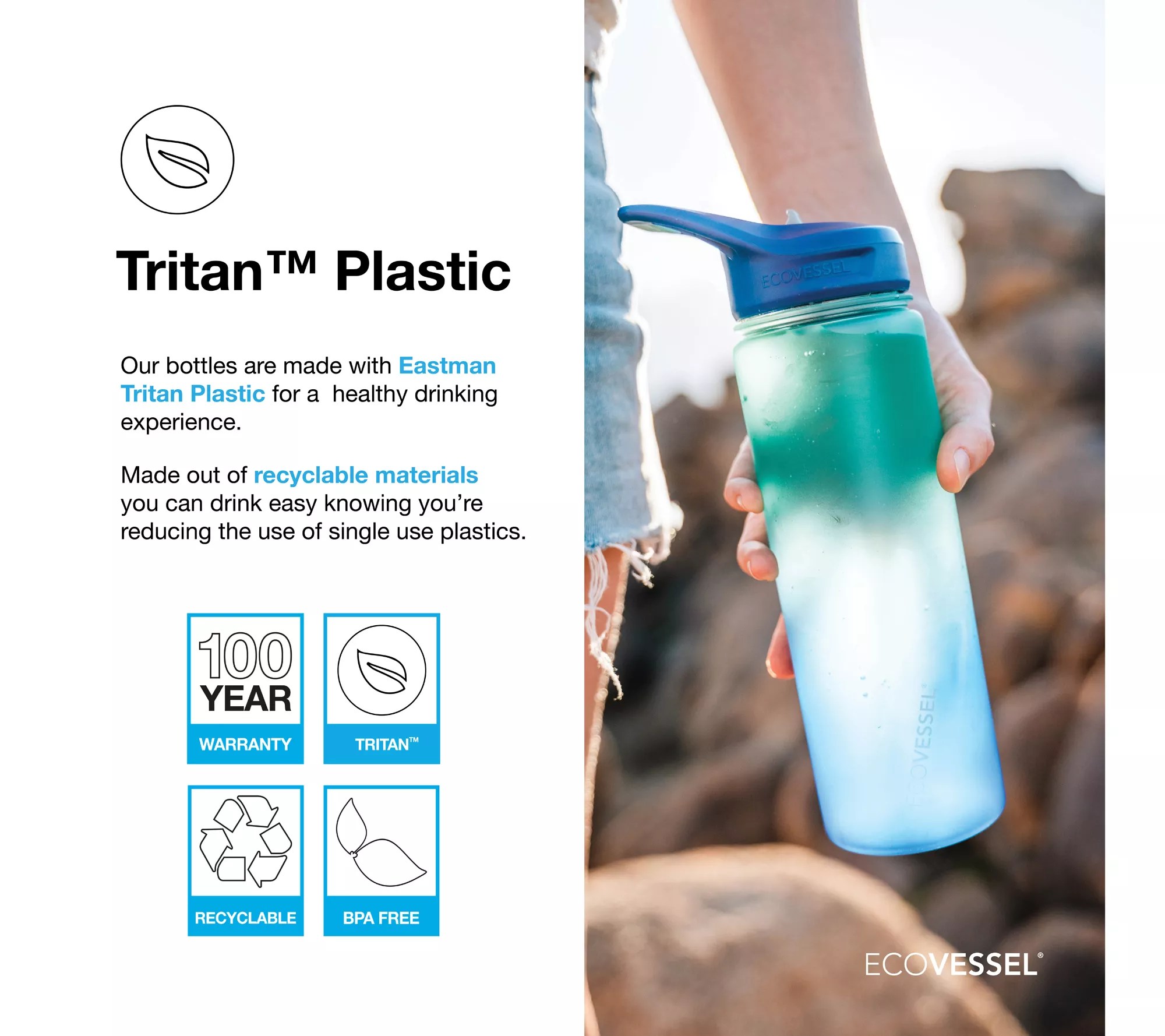 EcoVessel SPLASH 12oz Kids Eastman Tritan Plastic Water Bottle