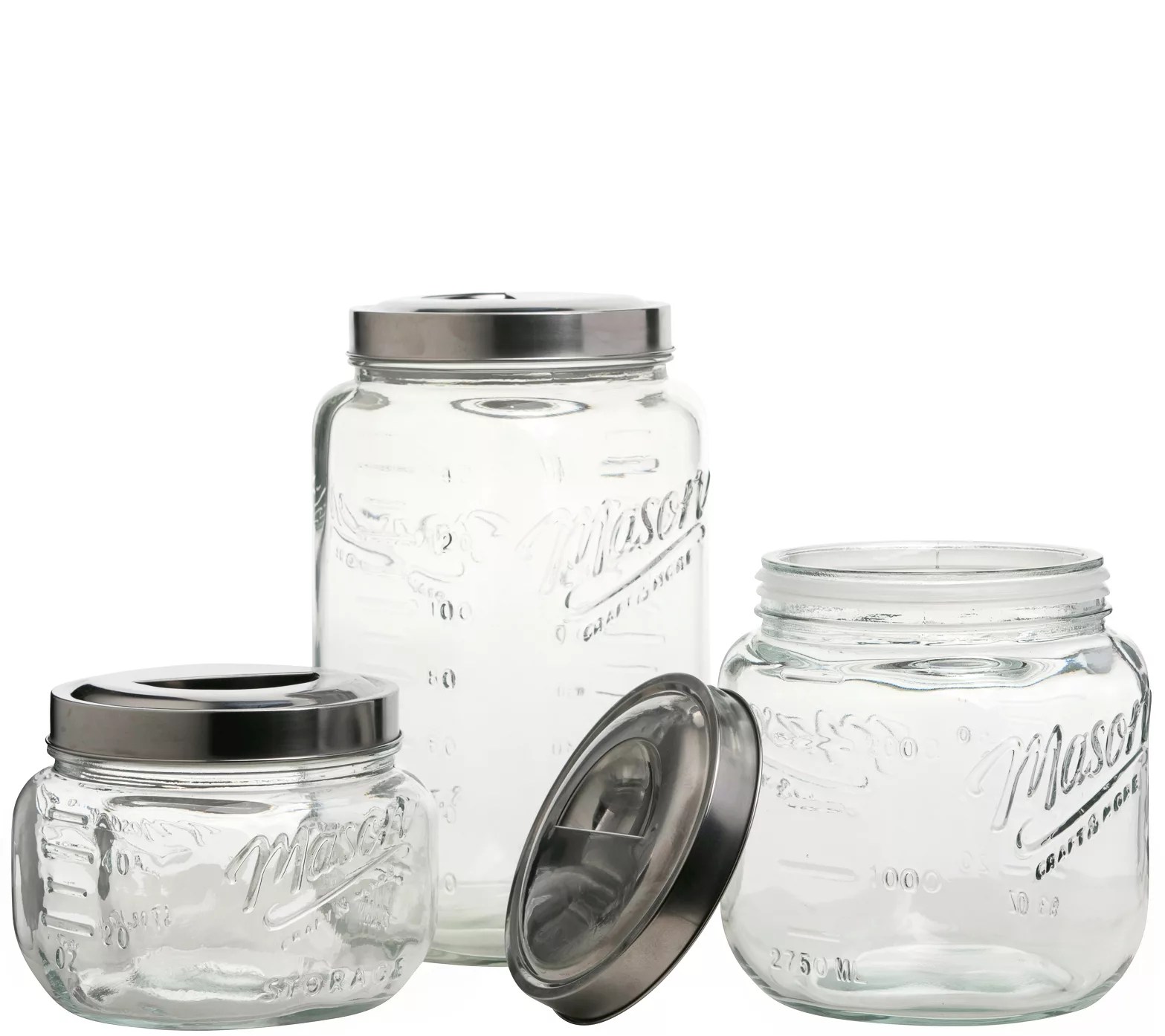 Mason Jar 3Piece PopUp Canister Set