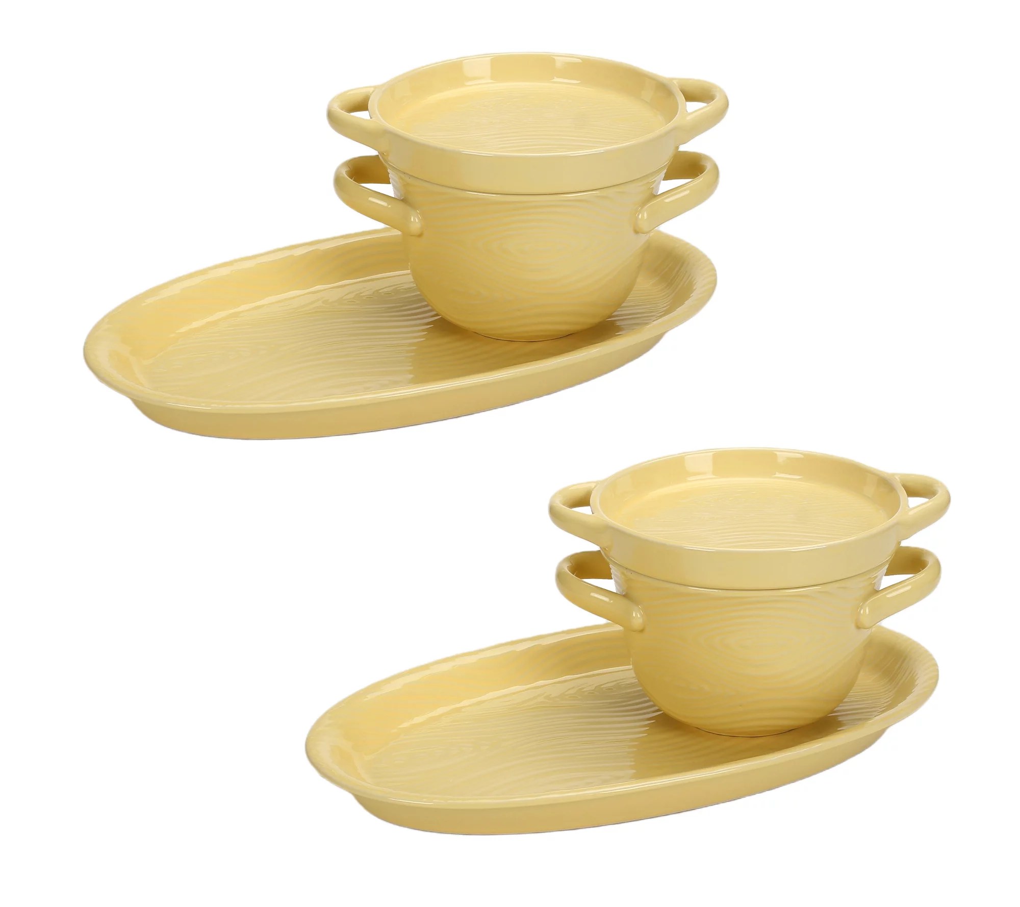 "As Is" Temp tations Woodland Set 2 Soup & Sandwich Sets w/ Lidits