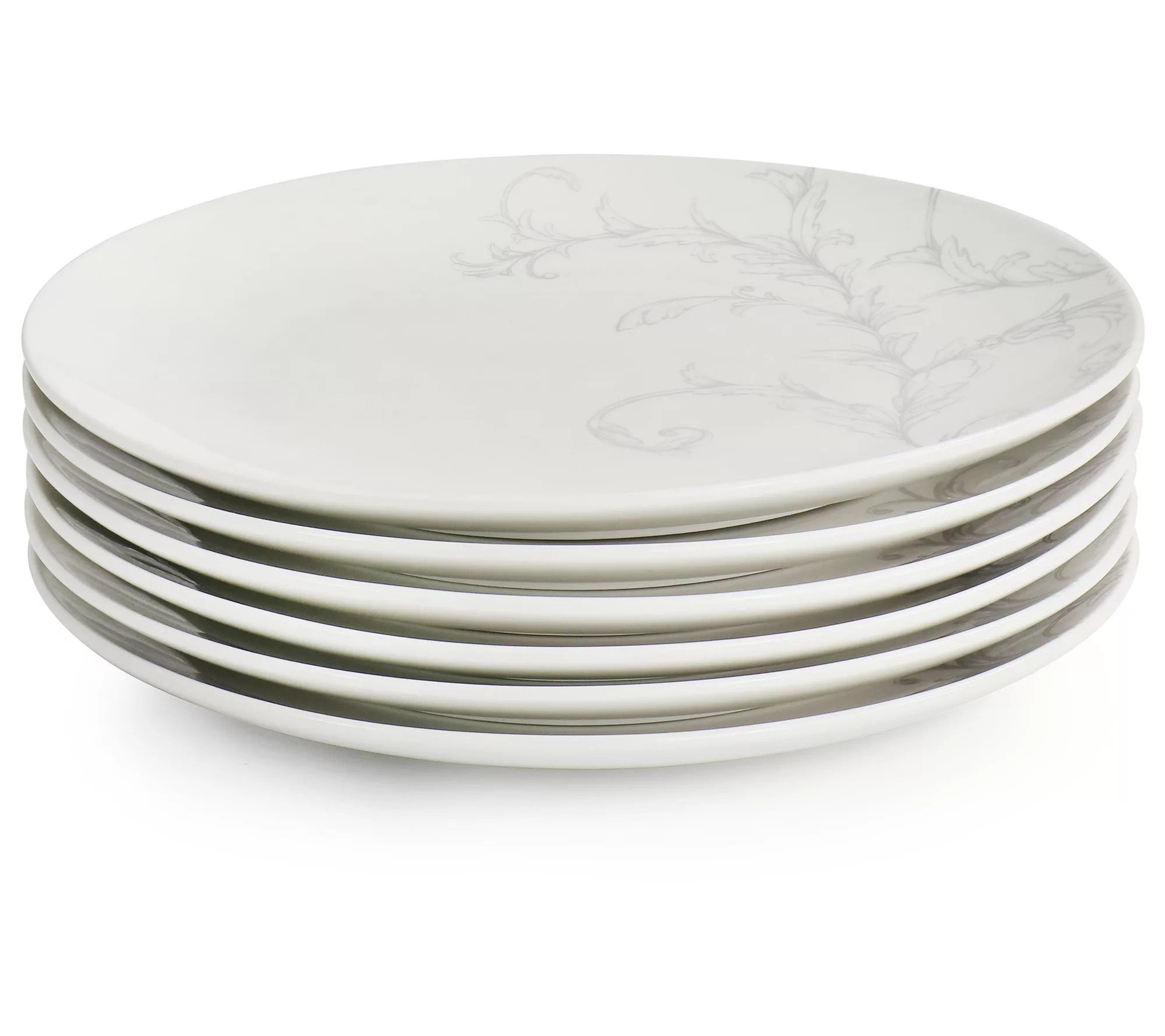 Martha Stewart Set of (6) 10.5" Vine Leaf White Dinner Plates