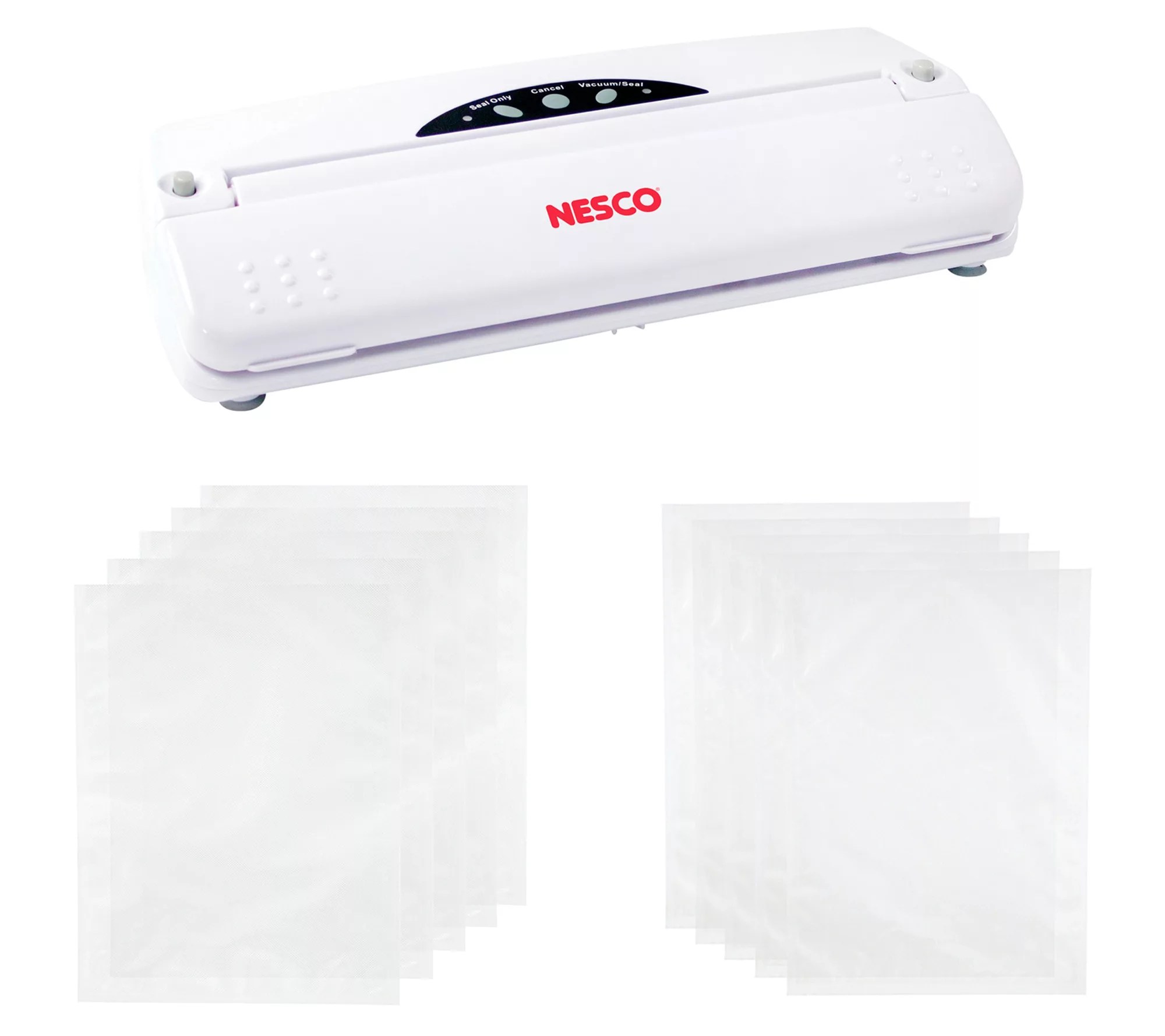 Nesco 110W Vacuum Sealer with 11" x 16" & 8" x12" Bags