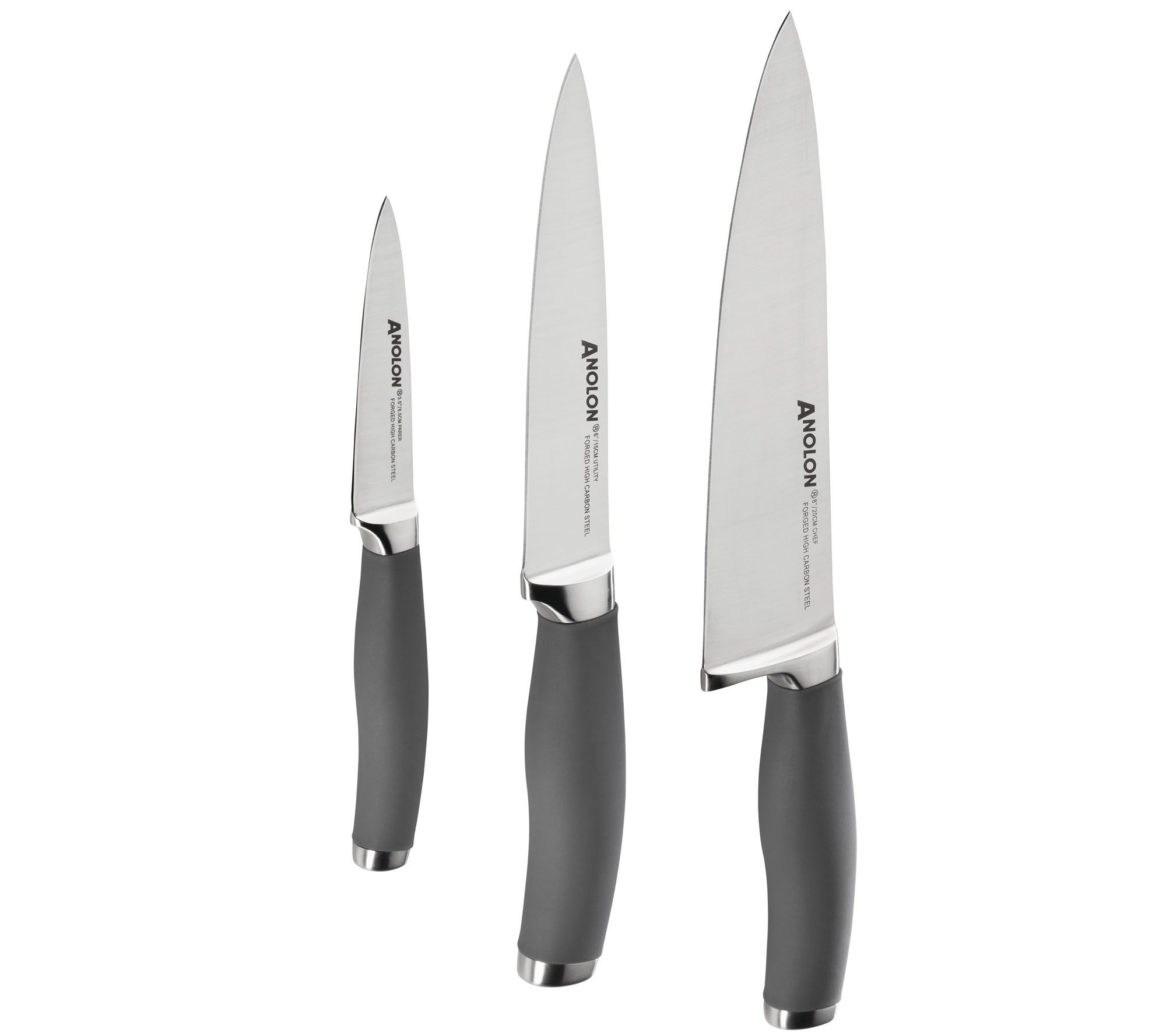 Anolon SureGrip 3pc Japanese Stainless Steel Chef's Knife Se