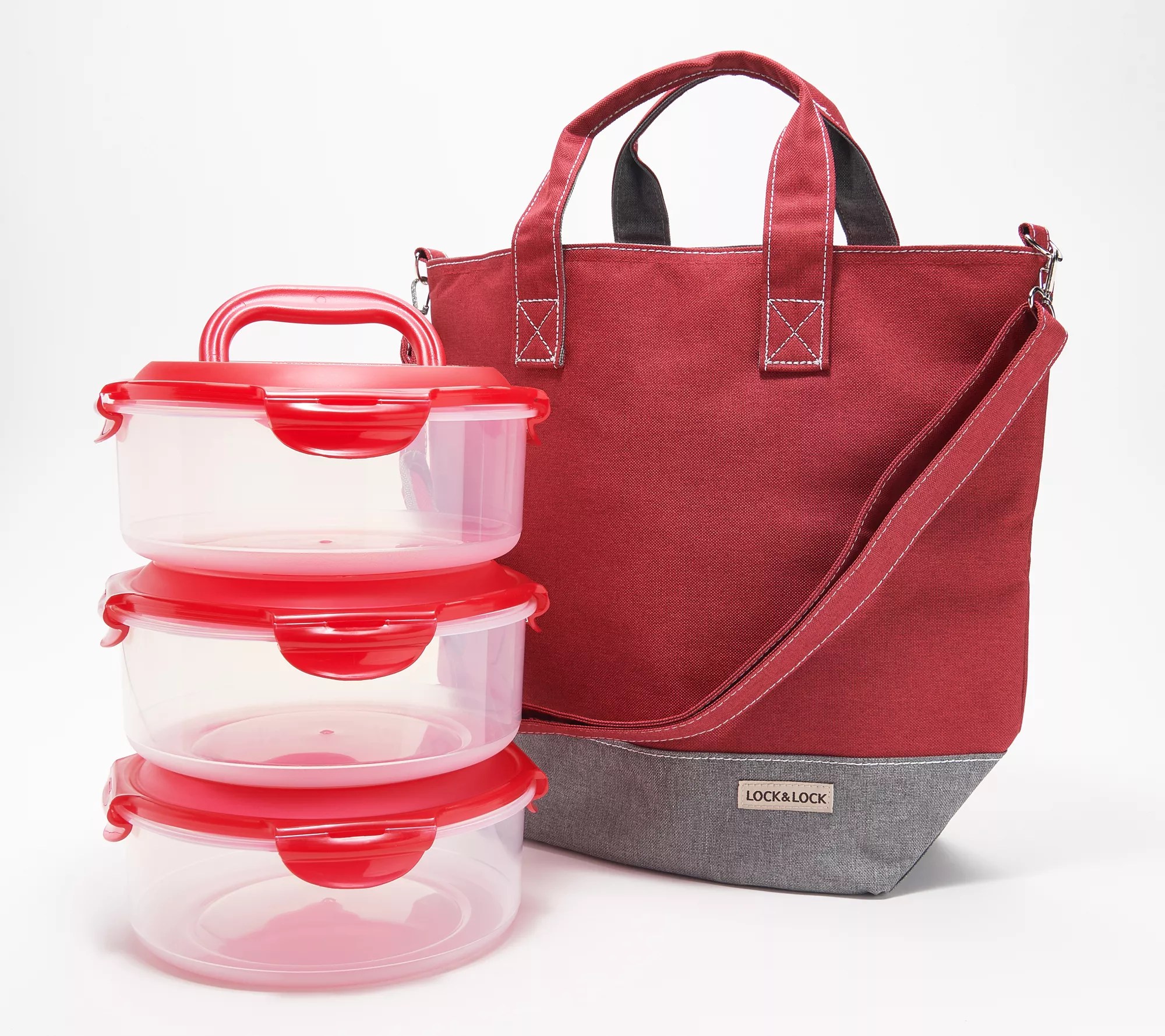 Lock & Lock Tote Bag with 3Piece Storage Set with Handle Lids