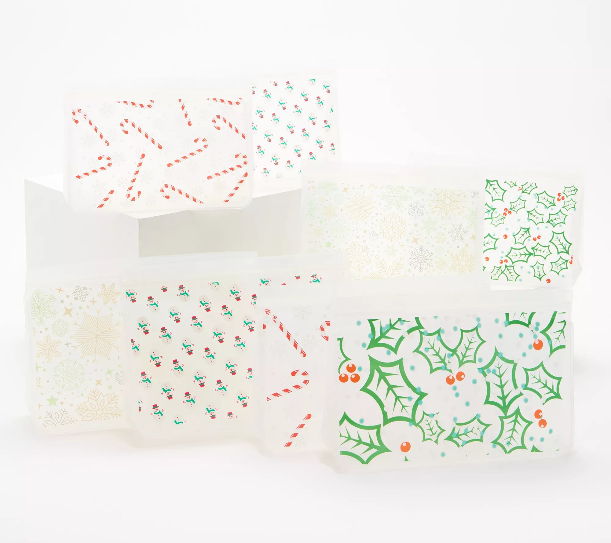 Ecolution 8Pc Holiday Printed Stand Up Reusable Food Storage Bags